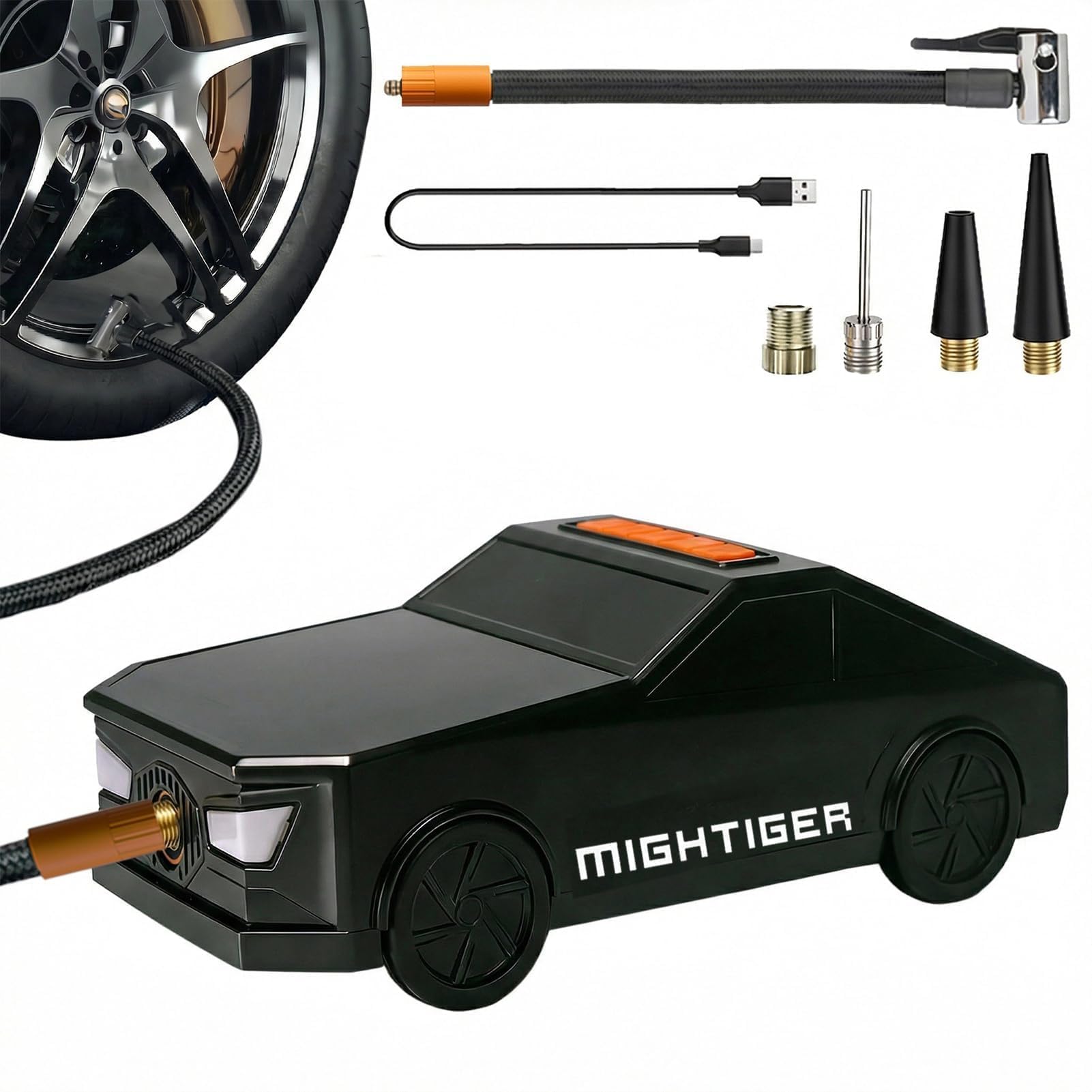 Mightiger Tire Inflator Car-Shaped Air Pump with Bluetooth Gifts - Mightiger Official Product View 1