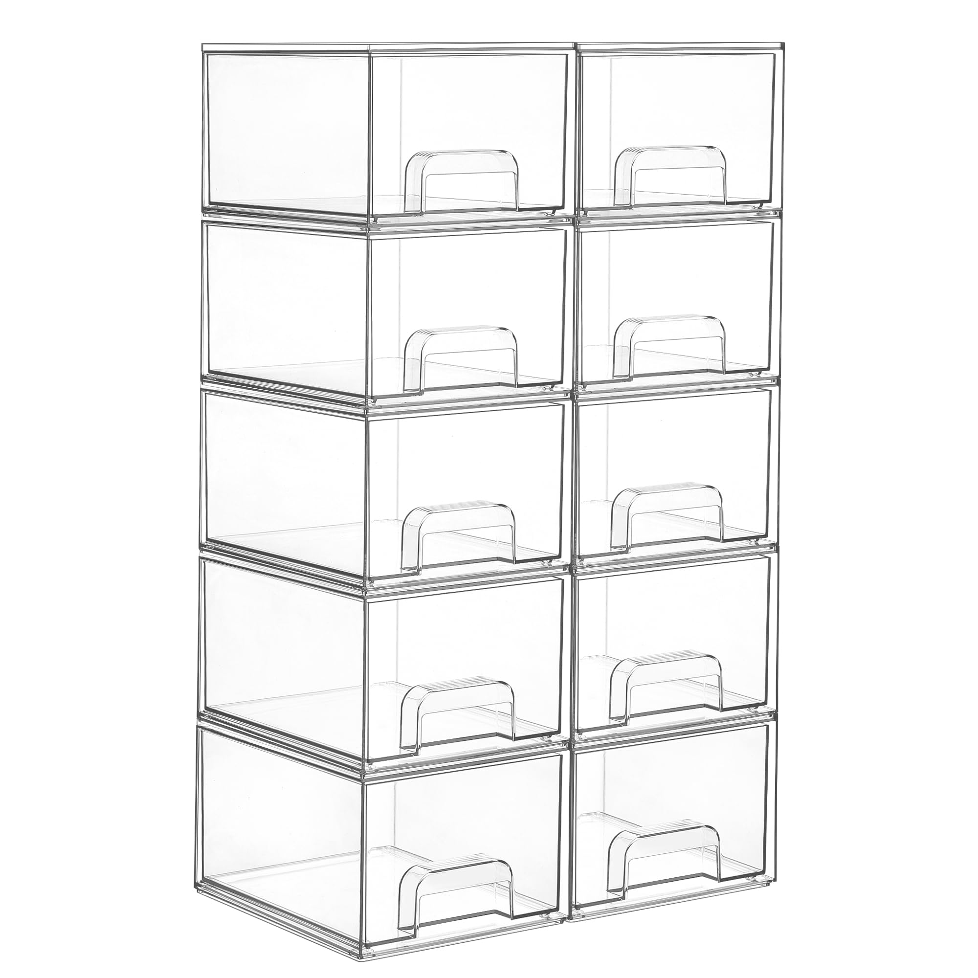 Vtopmart 4 Pack Small Clear Stackable Storage Drawers, Fits Narrow Spaces - Vtopmart Official Product View 9