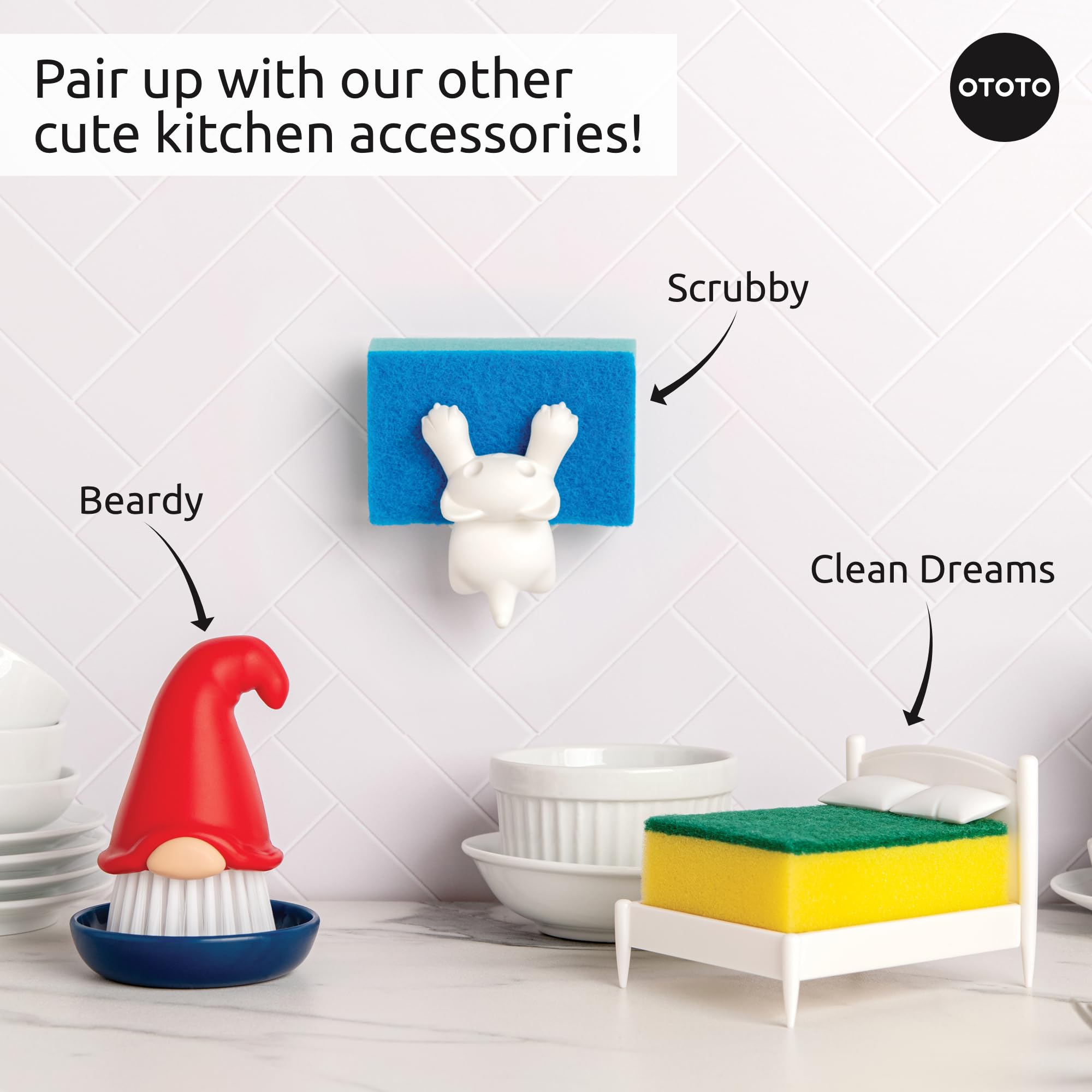 OTOTO Gnome Dish Brush with Handle - Cleaning Brush, Vegetable Brush, - View 8