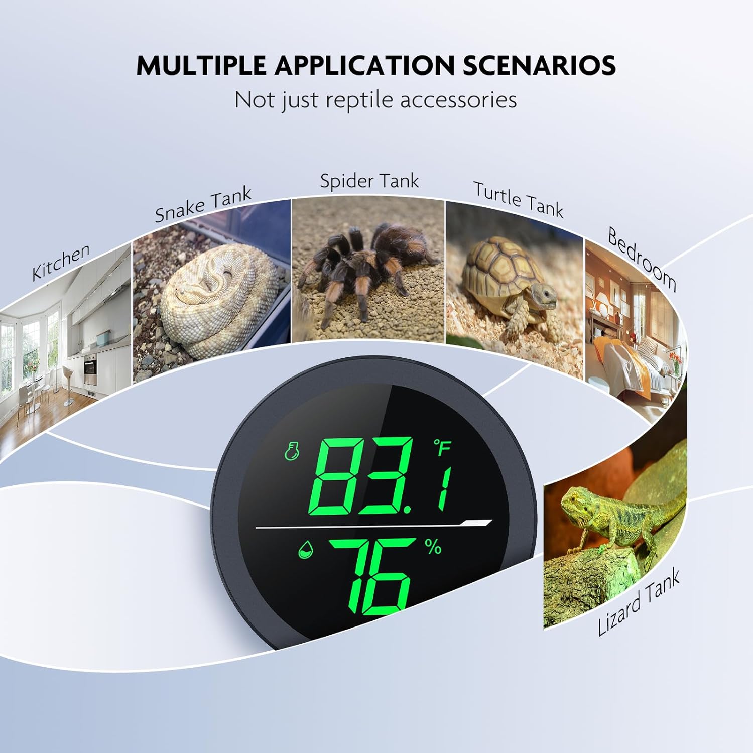 PAIZOO LED digital reptile thermometer and humidity gauge hygrometer showing temperature and humidity levels with digital display