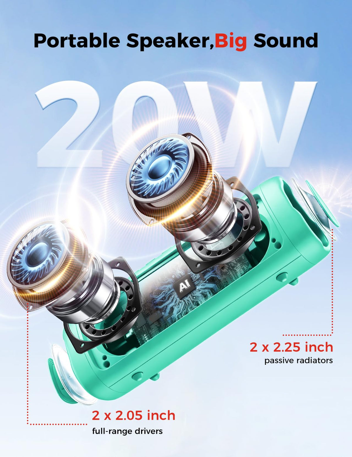 Bluetooth Speaker 20W HD Sound Portable Wireless IPX5 - BolaButty Official Imagery - 3