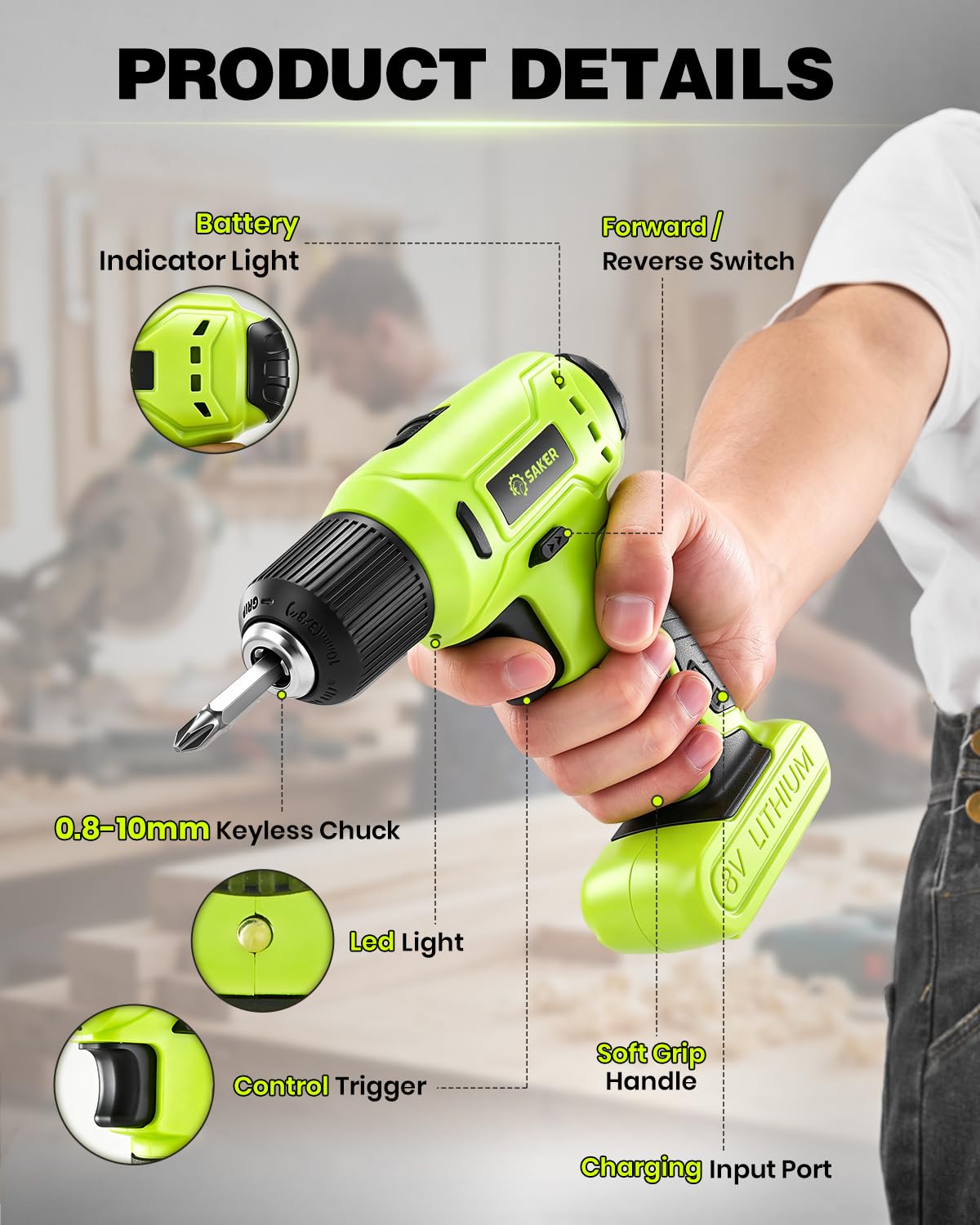 Saker 126 Piece Tool Set Tool kit with 8V Cordless Power - Saker Official Imagery - 5
