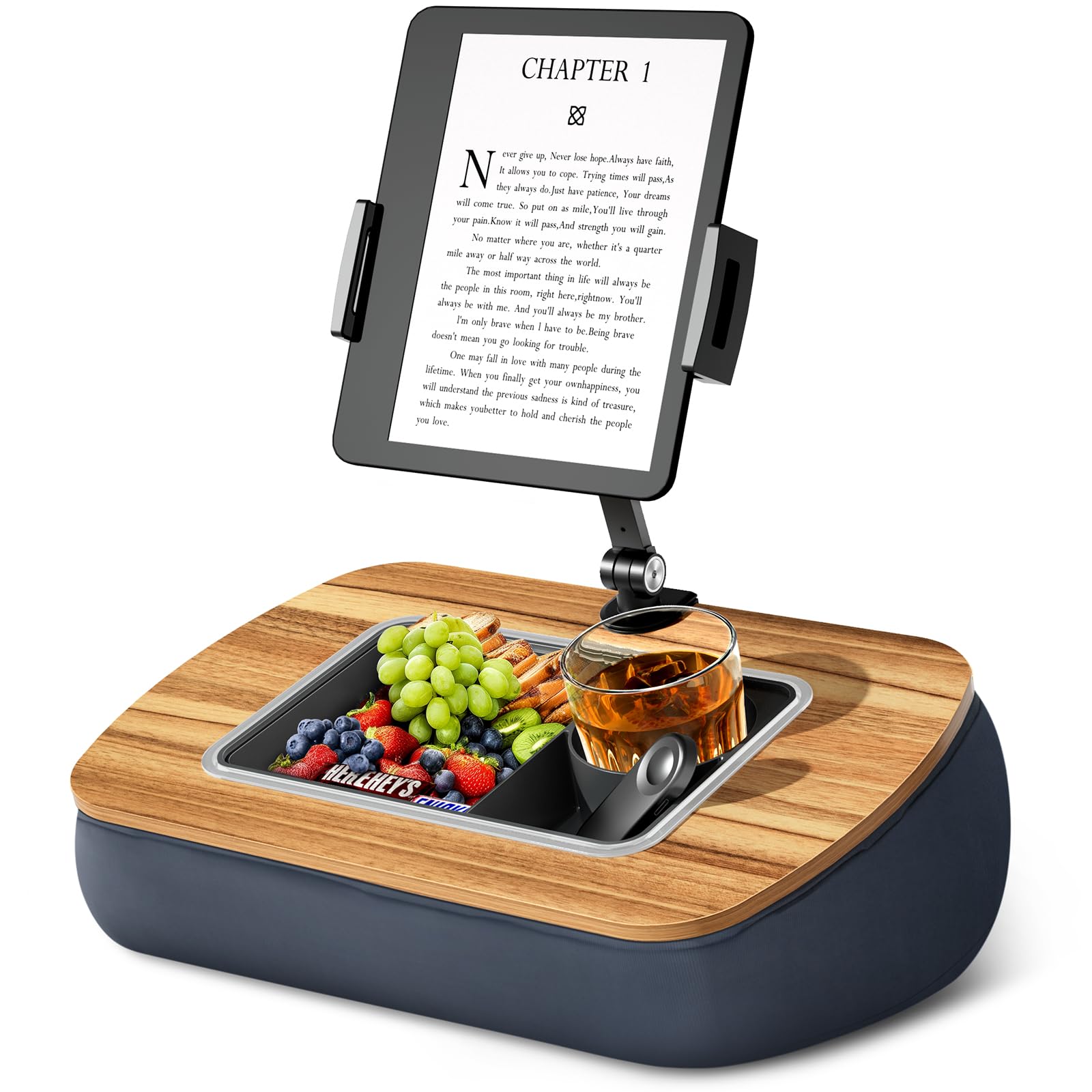 ERGONOV Tablet Pillow Stand for Lap, Adjustable iPad Holder with Snack - View 1