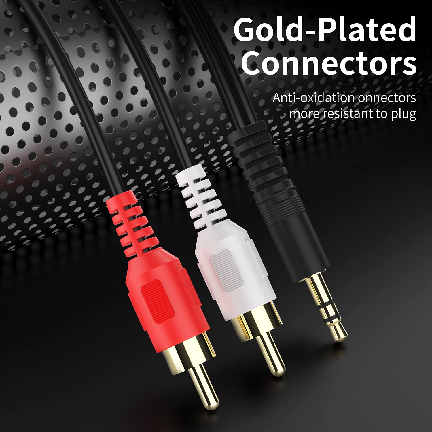 Abireiv 3.5mm to RCA Cable 10ft 3.5mm TRS Male to 2RCA Male Stere by Abireiv - Angle View 2