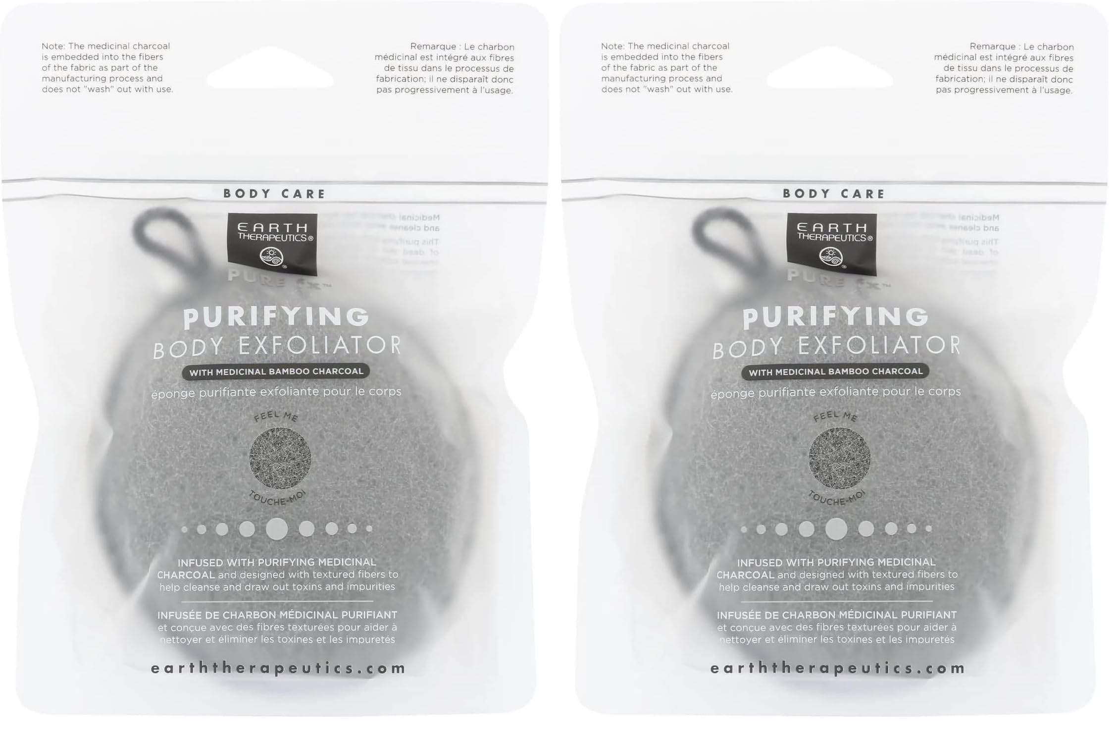 Earth Therapeutics Purifying Body Exfoliator Sponge - Black with Charcoal - Earth Therapeutics Official Product View 3