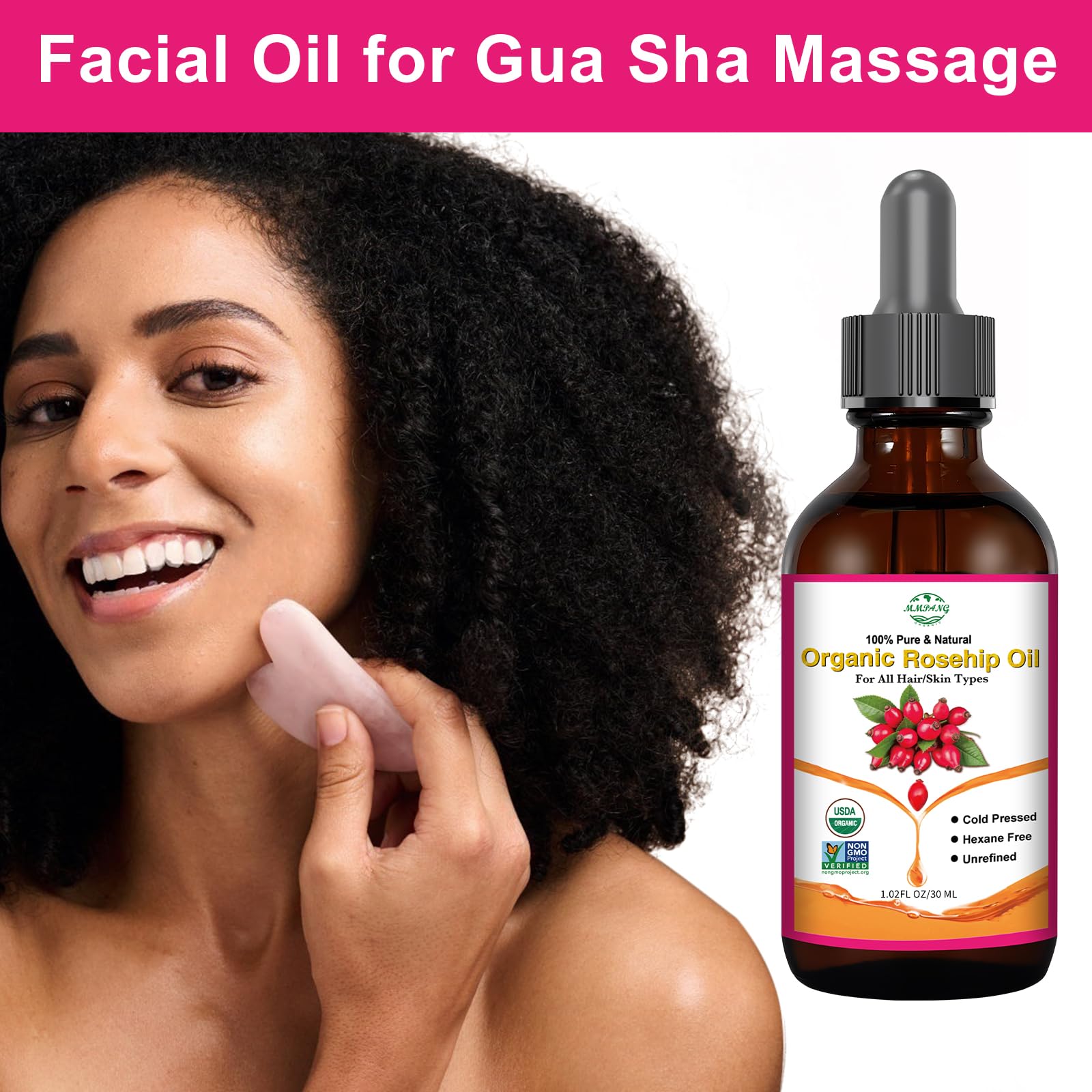 MMPANG Organic Rosehip Seed Oil for Face, USDA Certified, Cold Pressed - MMPANG Official Product View 7