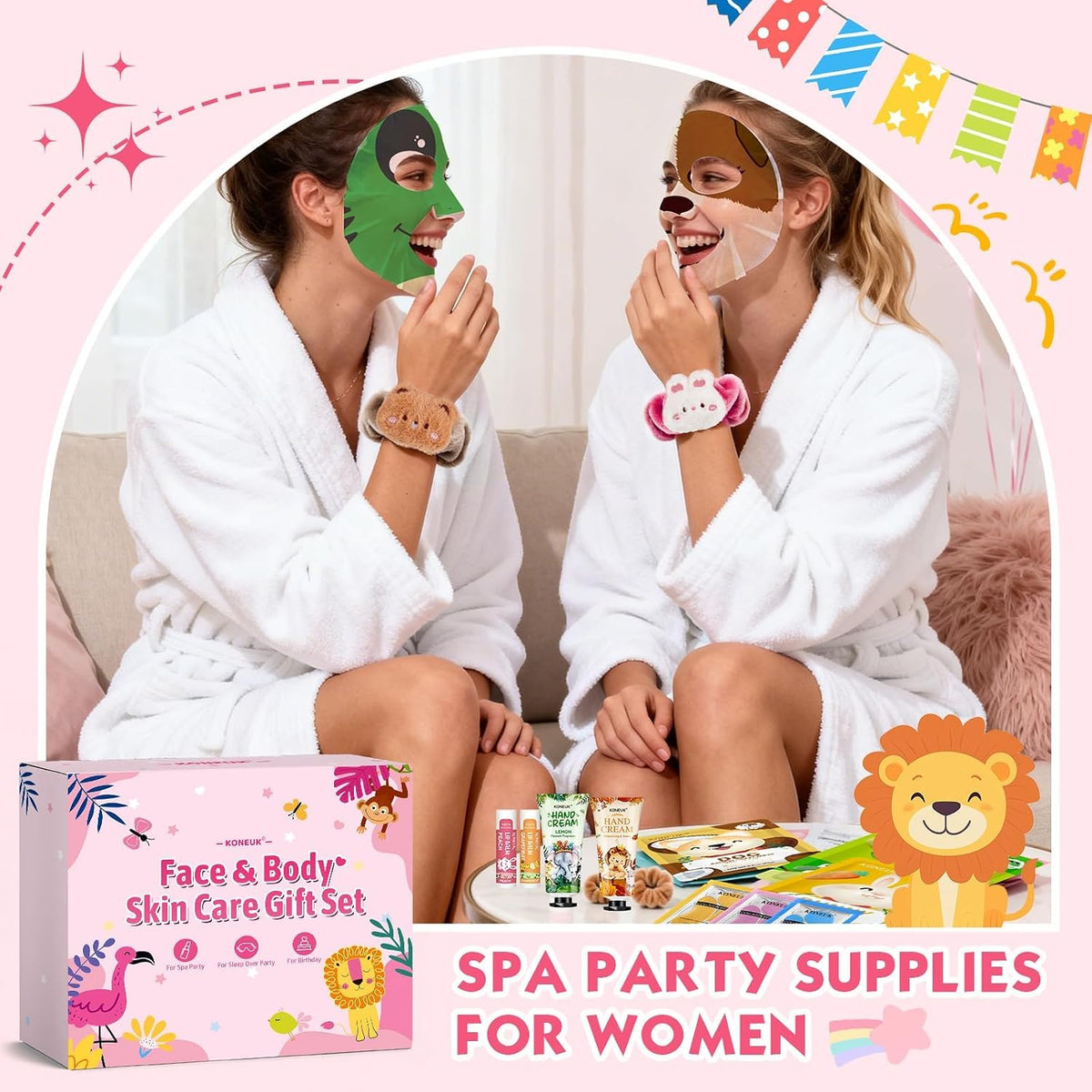 KONEUK 70PCS Animal Spa Party Supplies for Girls Spa Party - KONEUK Official Imagery - 5