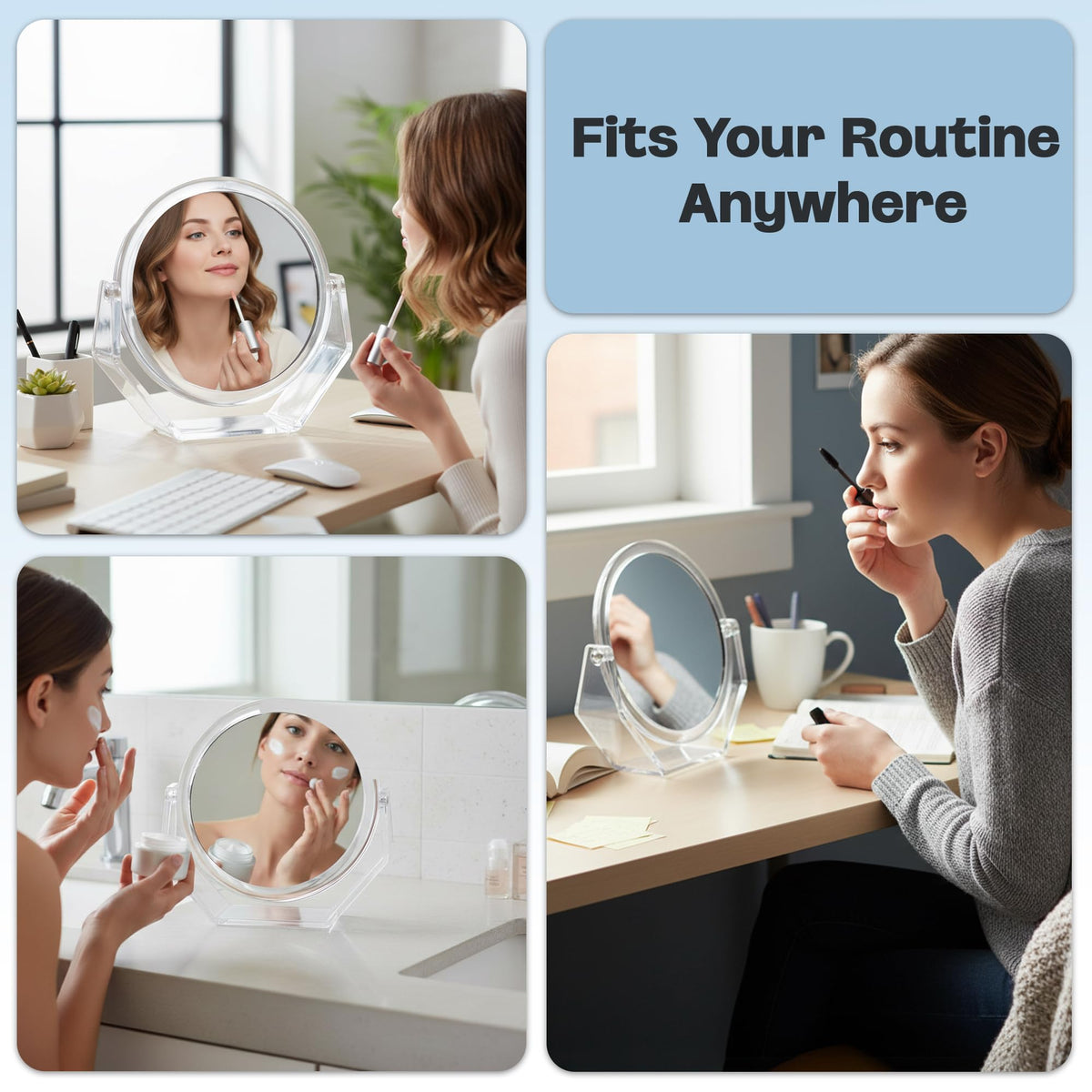 Danielle Creations Round Acrylic Vanity Mirror Clear 1x 10x - DC DANIELLE Official Imagery - 8