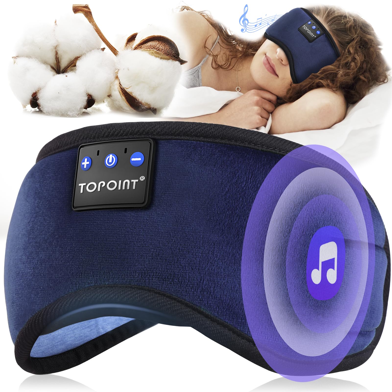 TOPOINT Sleep Headphones, Sleeping Headphones Bluetooth Sleep Mask with Bluetoot - TOPOINT Official Product View 8