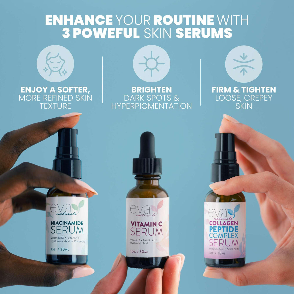 Eva Naturals Firm Glow Serum Bundle Vitamin C Peptide - Eva Naturals Official Imagery - 3