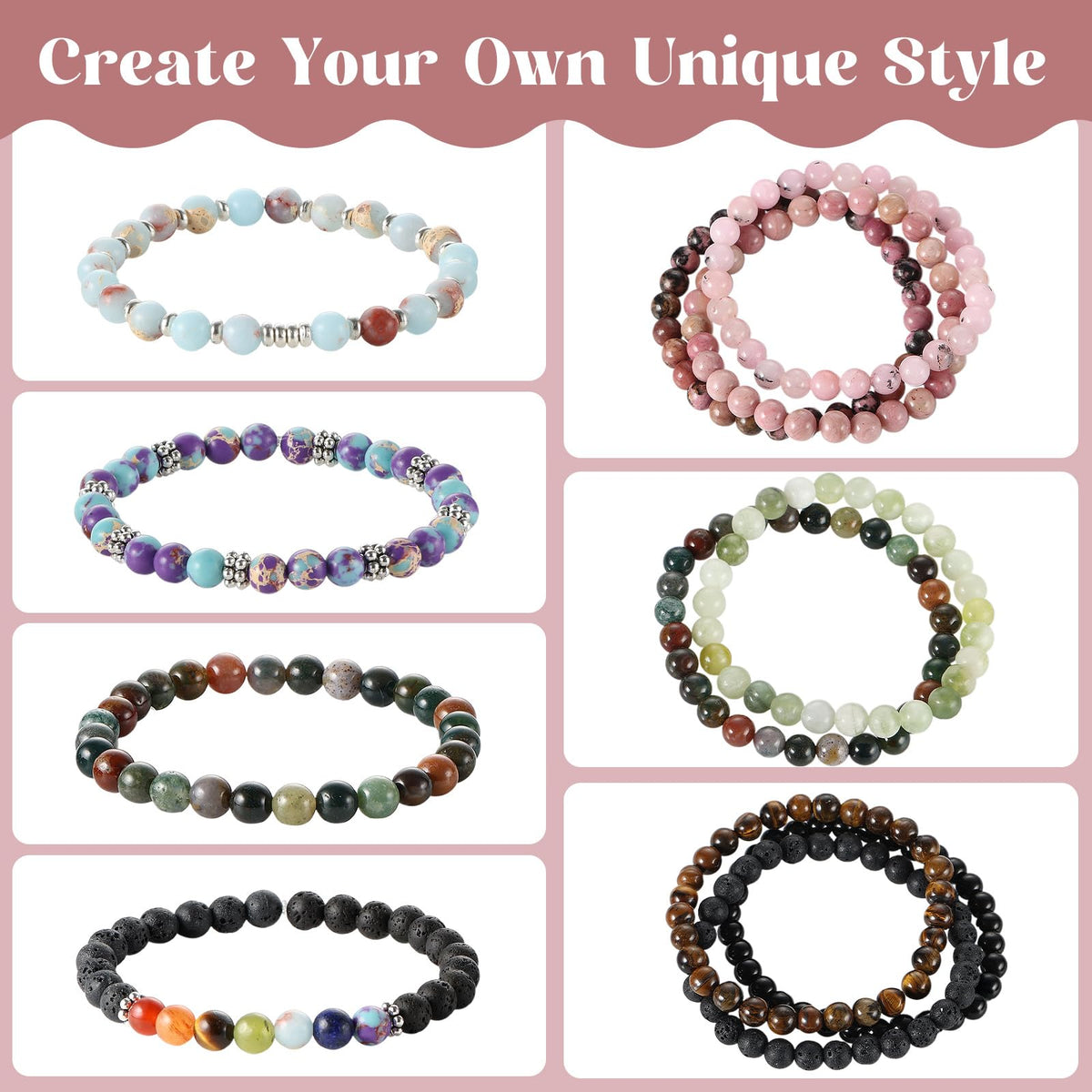 Zefy 996 Pcs 6mm Natural Stone Beads Beads for Jewelry - Zefy Official Imagery - 4
