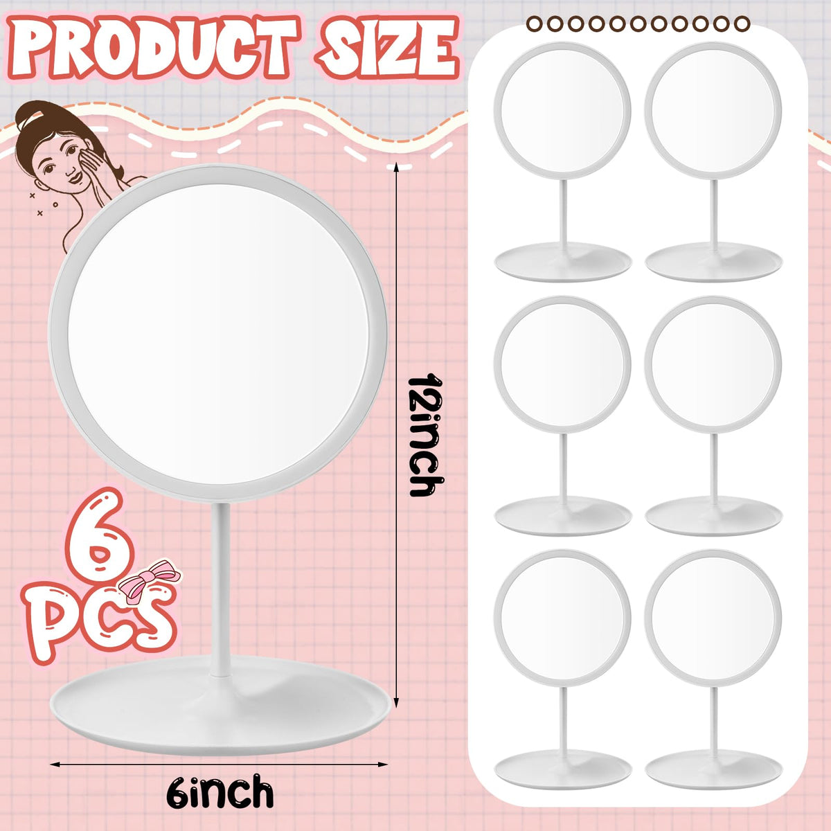 DoubleFill 6 Pcs Spa Party Mirrors Gifts Bulk Sleepover - DoubleFill Official Imagery - 3