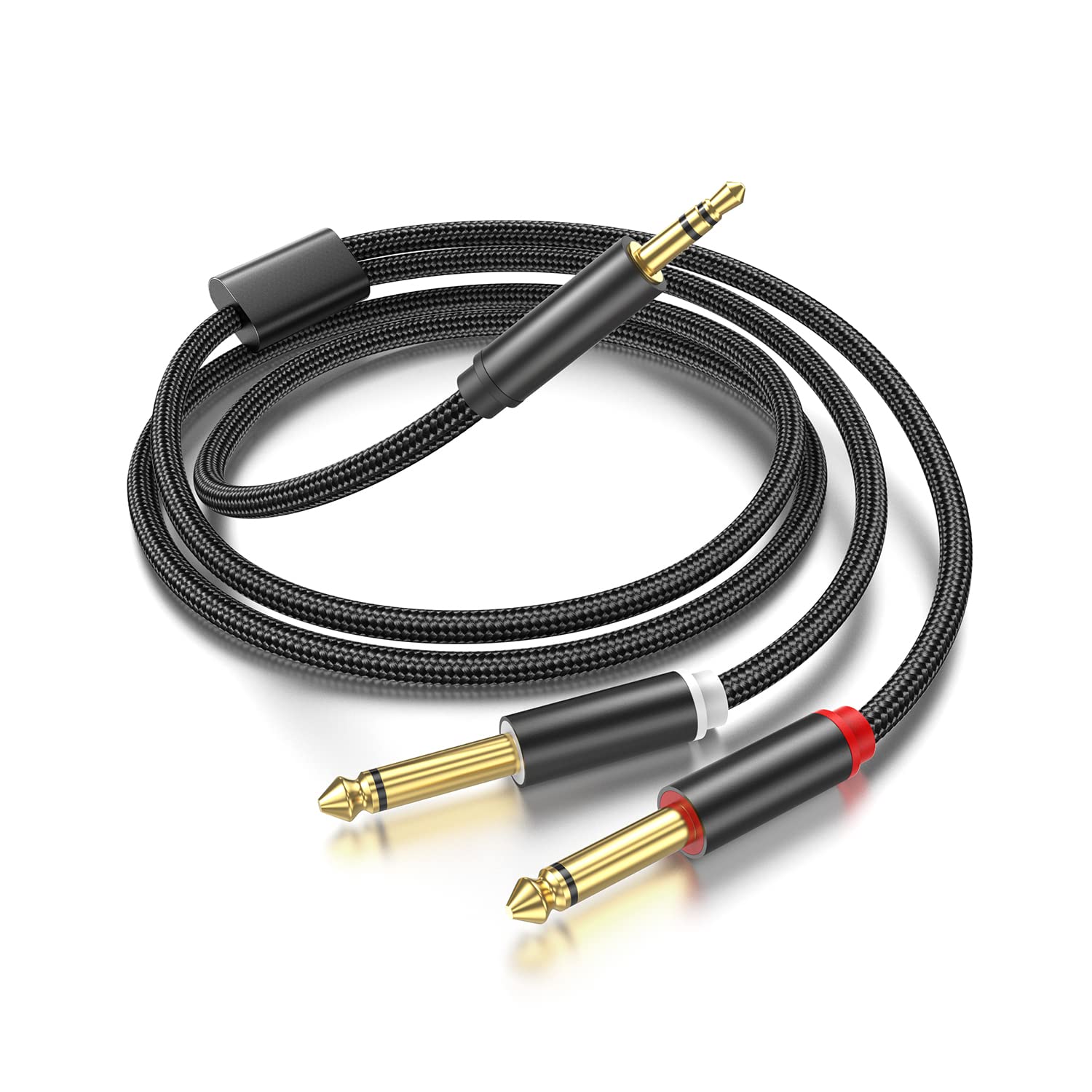 Yumiwoow 2pack 3.3Ft 3.5mm TRS to Dual 6.35mm Stereo Cable 1/8 TR by Yumiwoow - Angle View 9