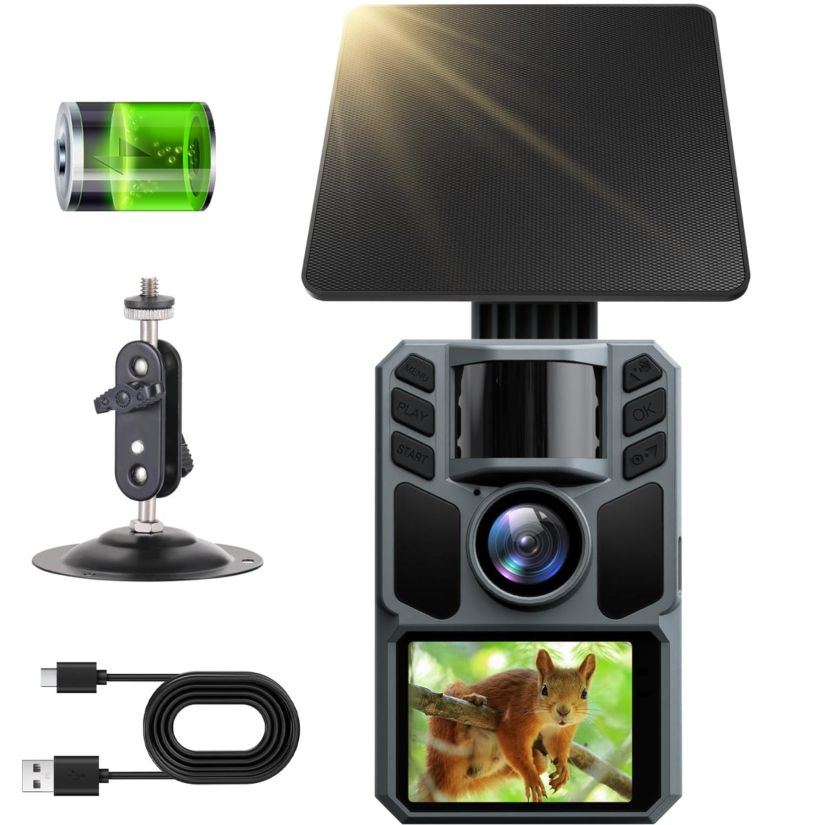 Trail Camera 4K 64MP with 5000mAh Rechargeable Battery Solar - FKPCAM Official Imagery - 1