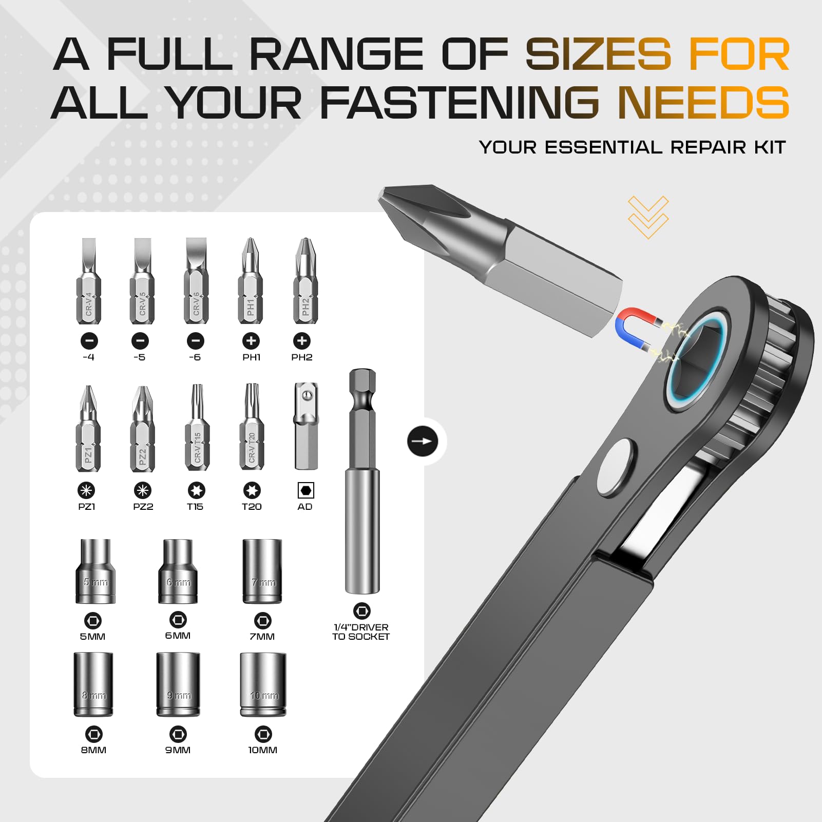 POCIONE Right Angle Screwdriver Mens Gifts - 90 Degree Offset Rat by POCIONE - Angle View 3