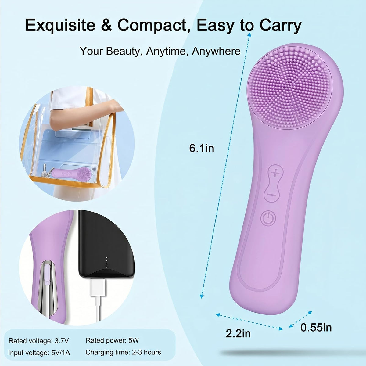 Silicone Facial Cleansing Brush 2 in 1 Rechargeable Face - Yevsinbay Official Imagery - 8