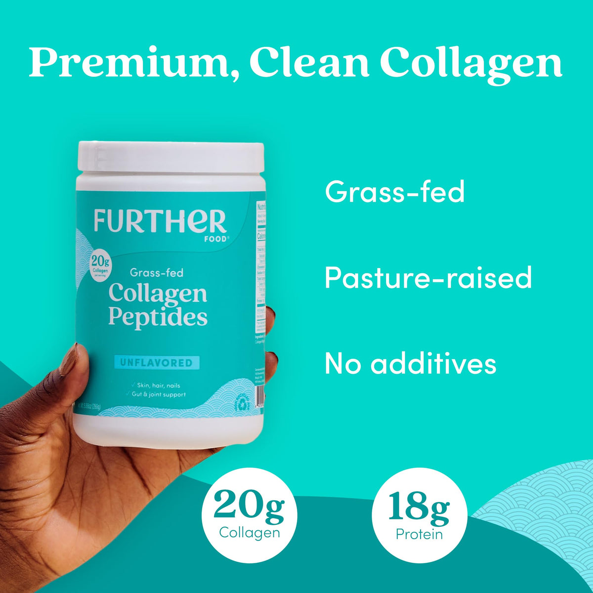 Further Food Unflavored Collagen Peptides Powder 100 Grass - Further Food Official Imagery - 4
