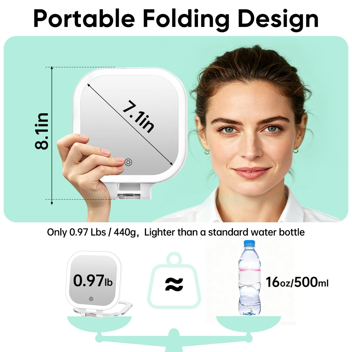7 Rechargeable Travel Makeup Mirror 30X Magnification - FASCINATE Official Imagery - 3