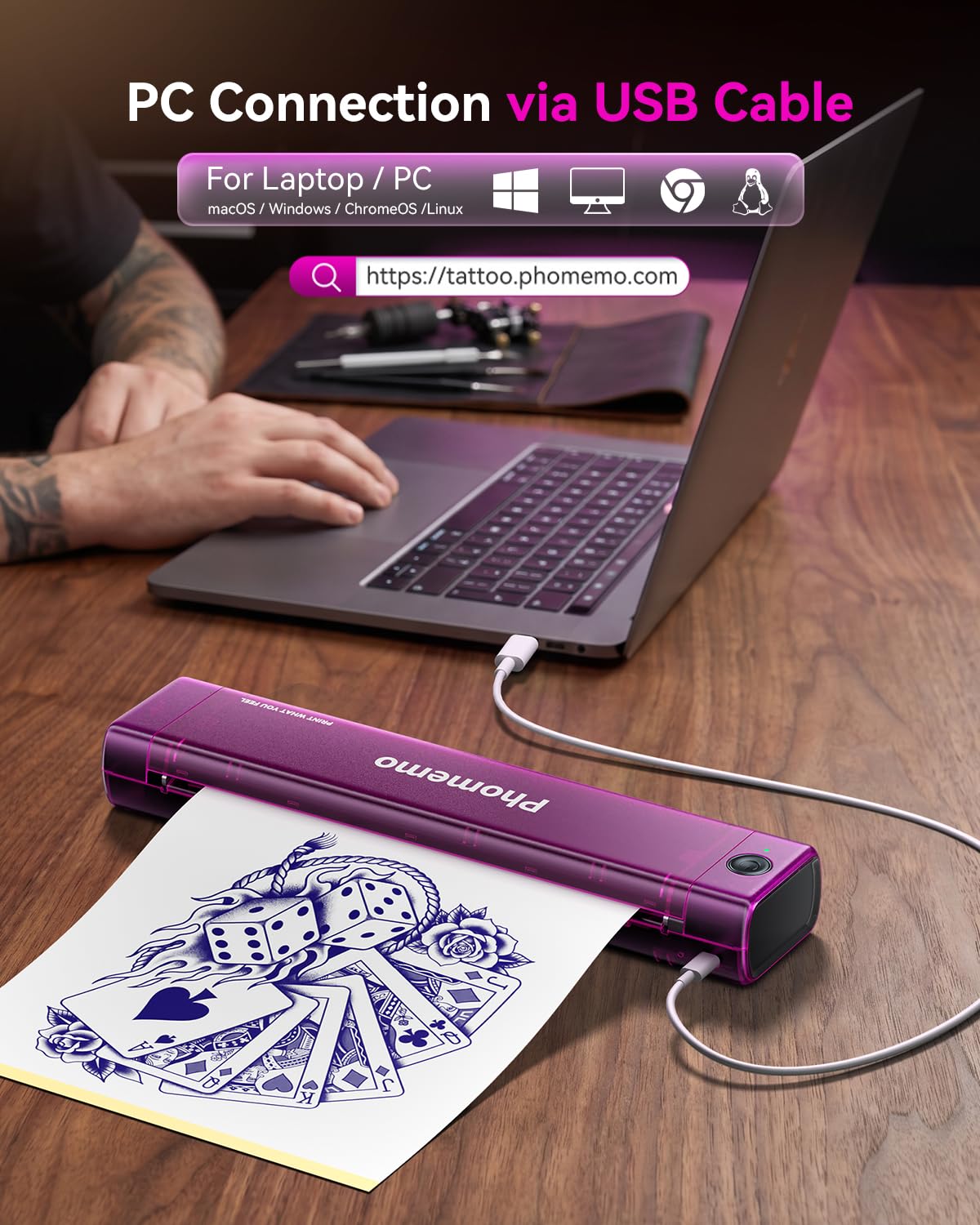 Phomemo M08F Tattoo Stencil Printer Bluetooth Wireless - Phomemo Official Imagery - 4
