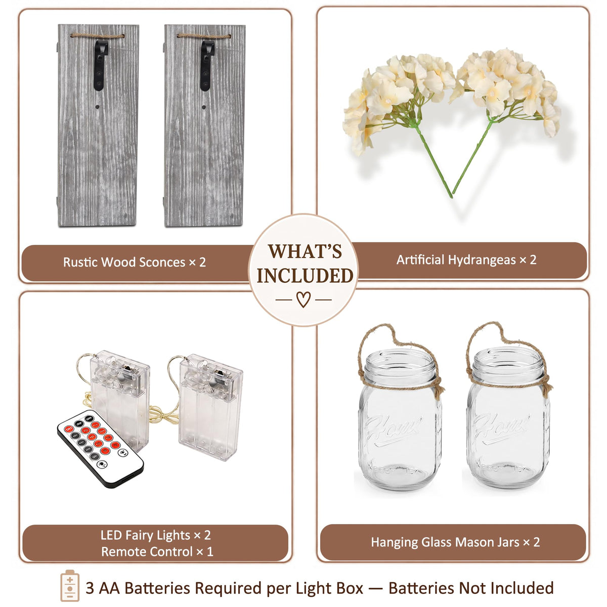 Rustic Mason Jar Sconces Wall Decor Grey Set of 2 - Besuerte Official Imagery - 5