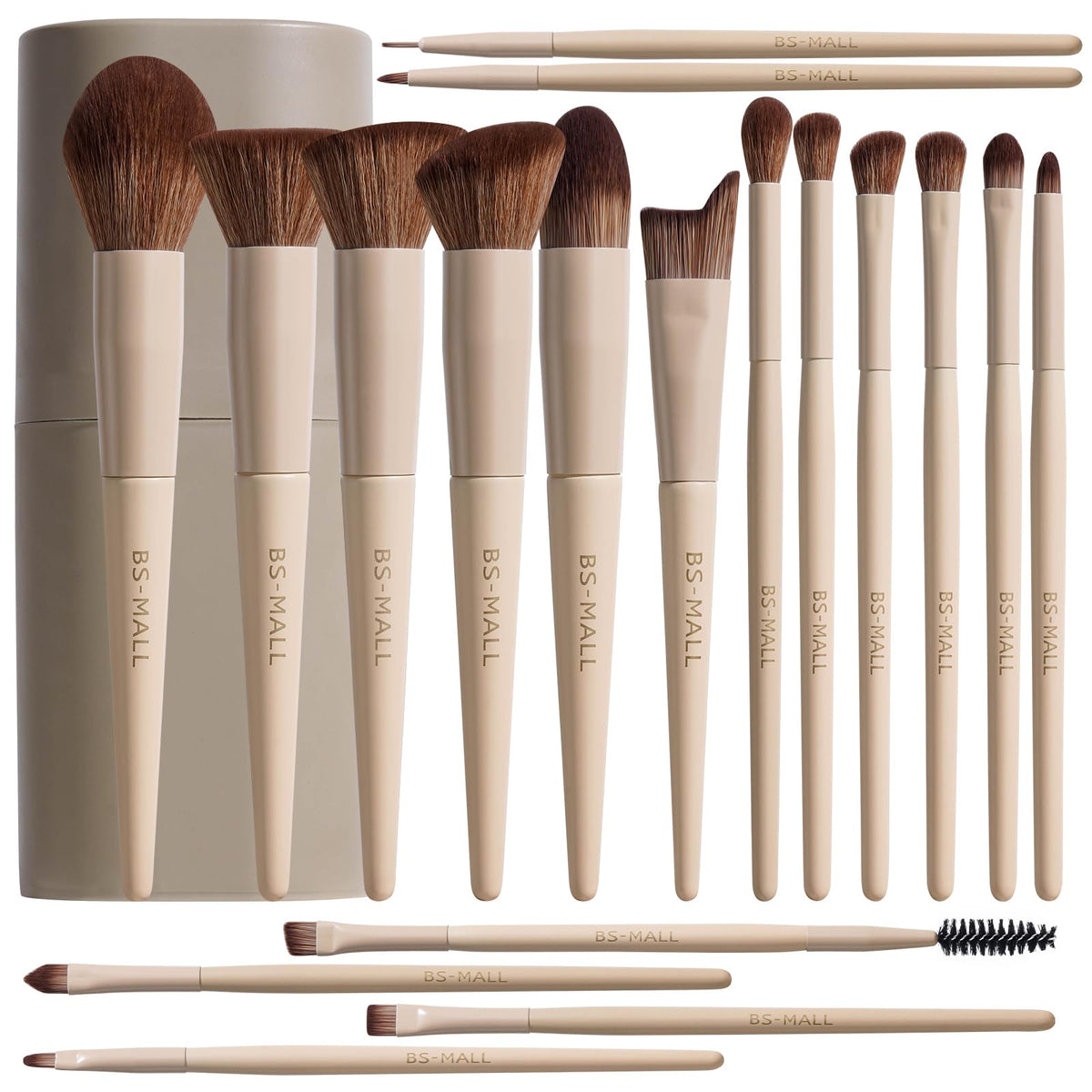 Professional Makeup Brush Set with Travel Case 18 Pcs for - BS-MALL Official Imagery - 2