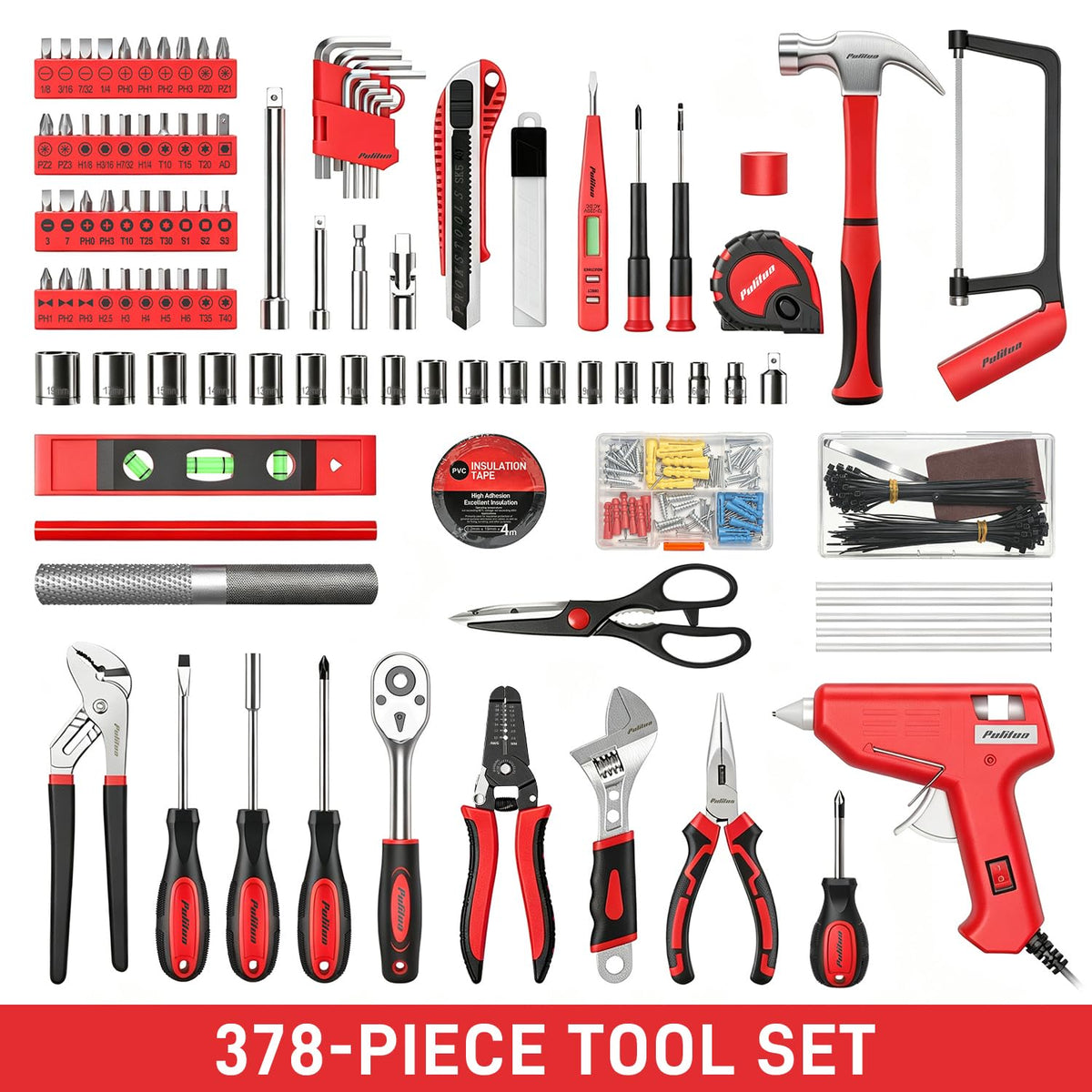 PULITUO 378 Piece Home Repair Tool Kit Drawer Portable Tool - PULITUO Official Imagery - 3