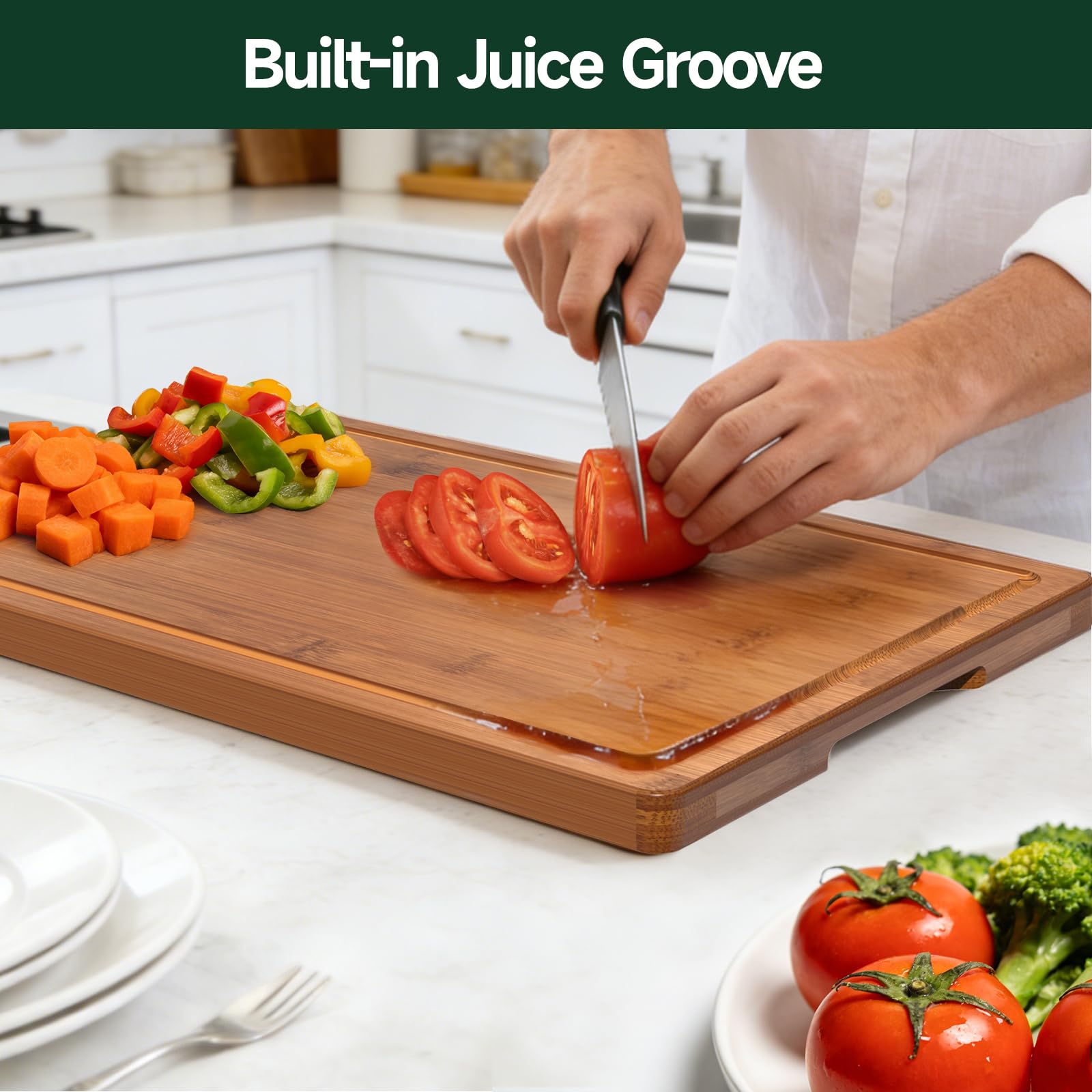 zeawec 3-Piece Set Deep-Carbonized Bamboo Cutting Board for Kitch - zeawec Official Product View 2