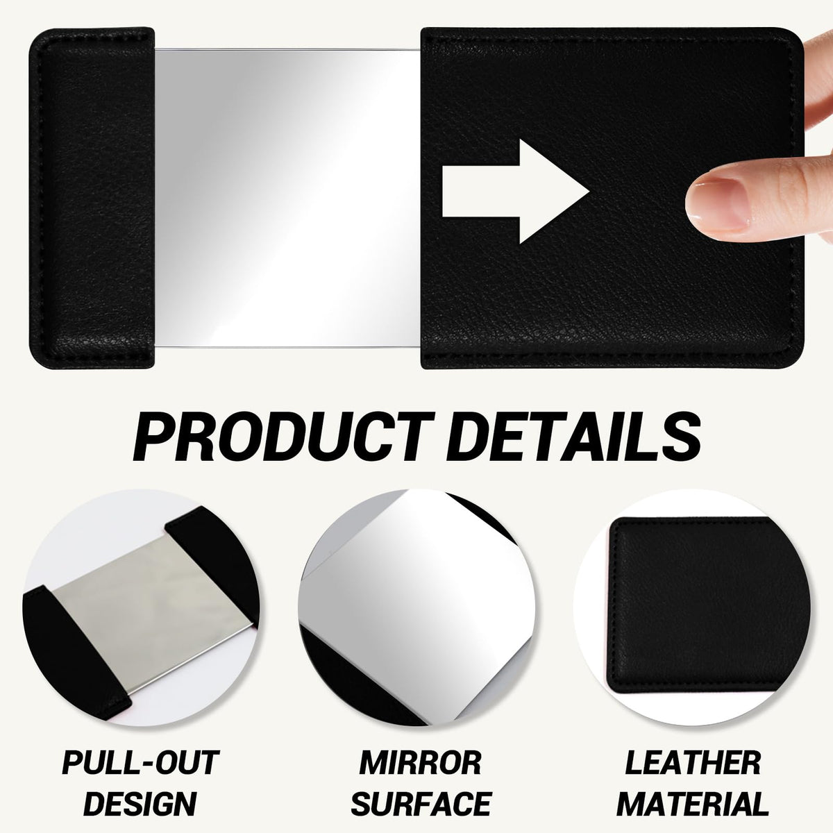 10 Pack Small Pocket Mirror with Leather Case Shatter - BangBoom Official Imagery - 7