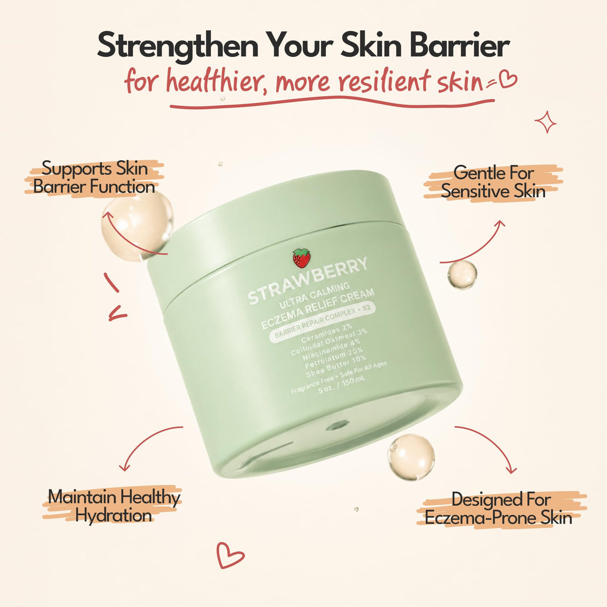STRAWBERRY Barrier Repair Eczema Relief Cream Colloidal - STRAWBERRY Official Imagery - 3