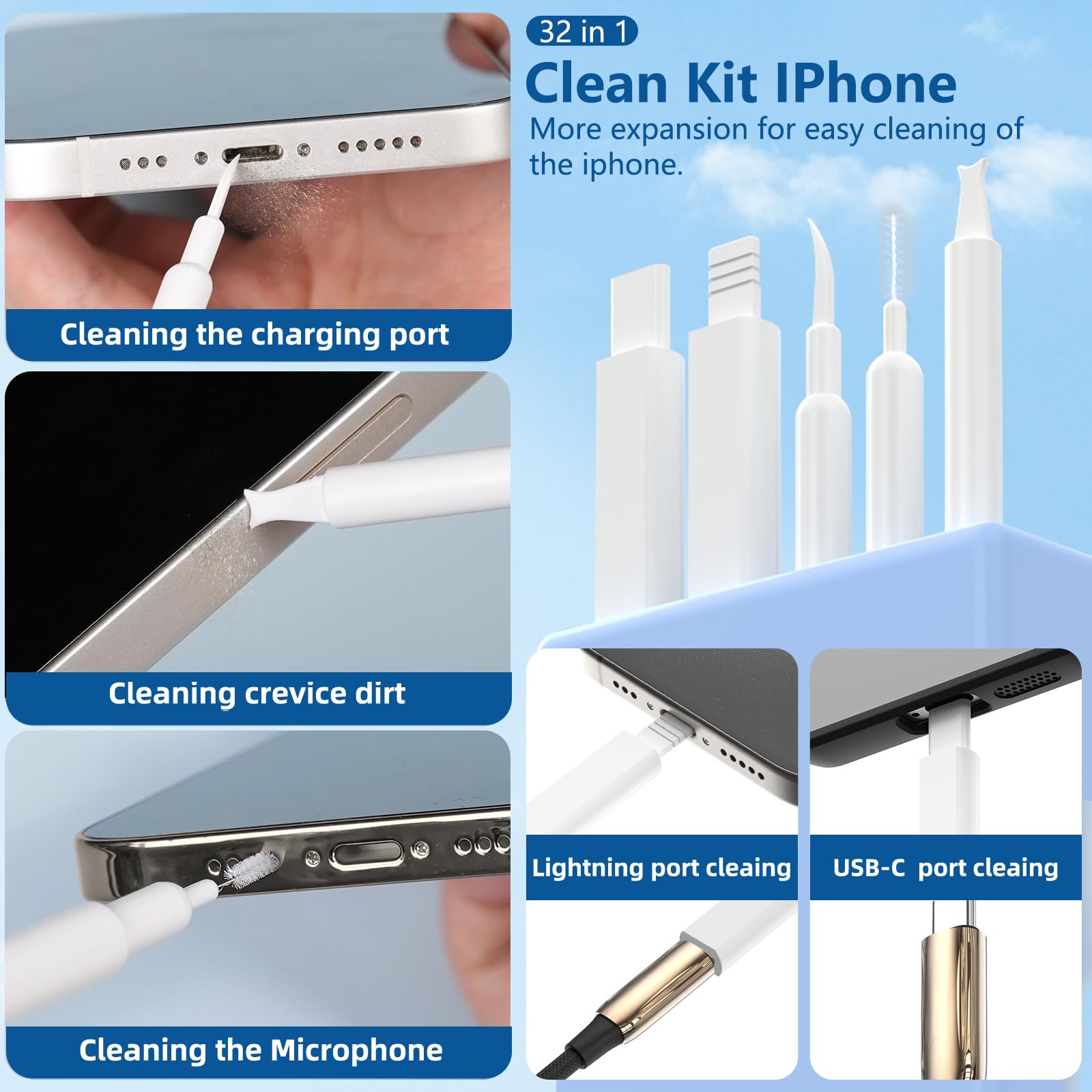 Inesore 32 in 1 Phone Cleaning Kit for iPhone AirPods MacBook Ear - Inesore Official Product View 2