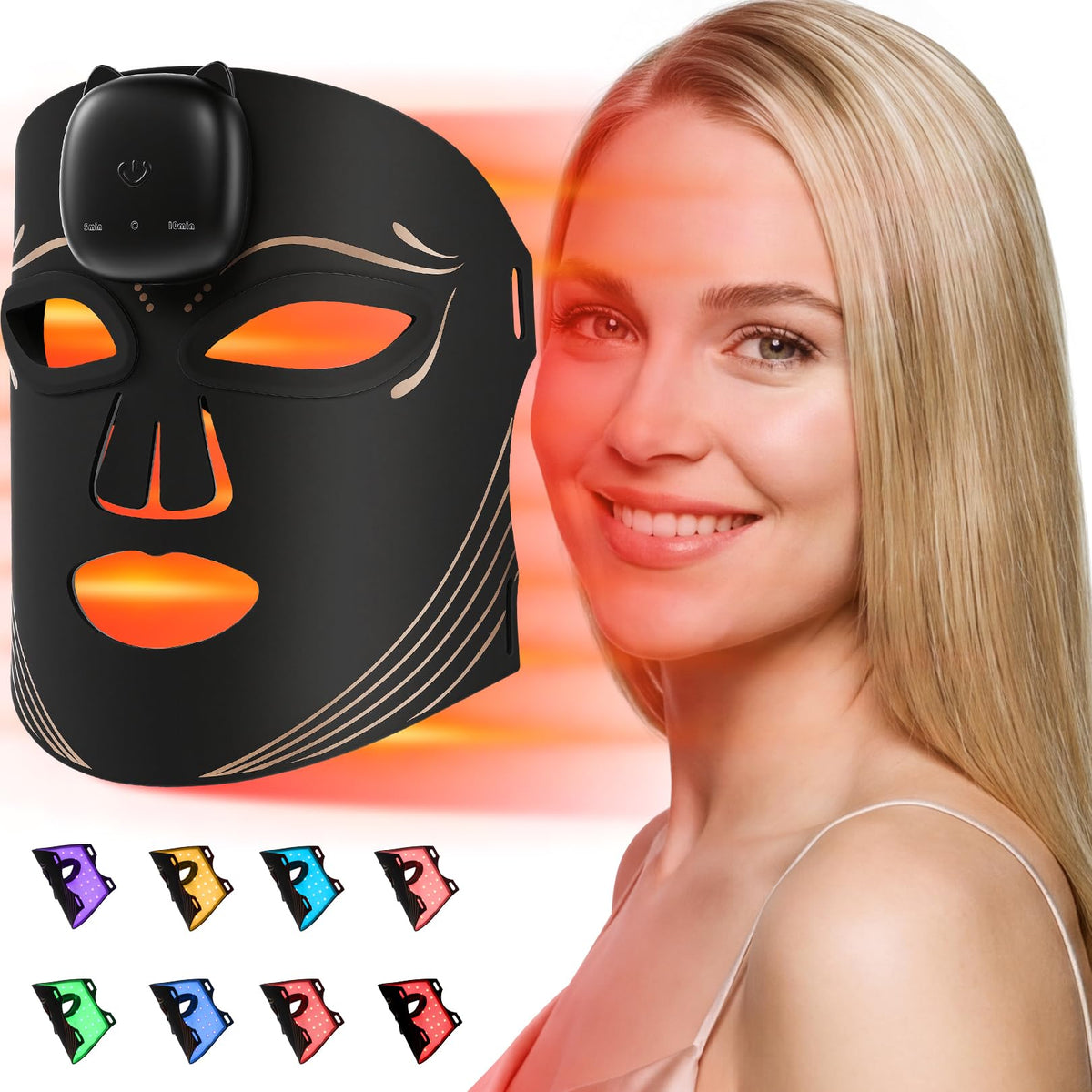 Red Light Therapy Mask for Face 8 Light Modes with 850nm NIR - Gurtema Official Imagery - 2