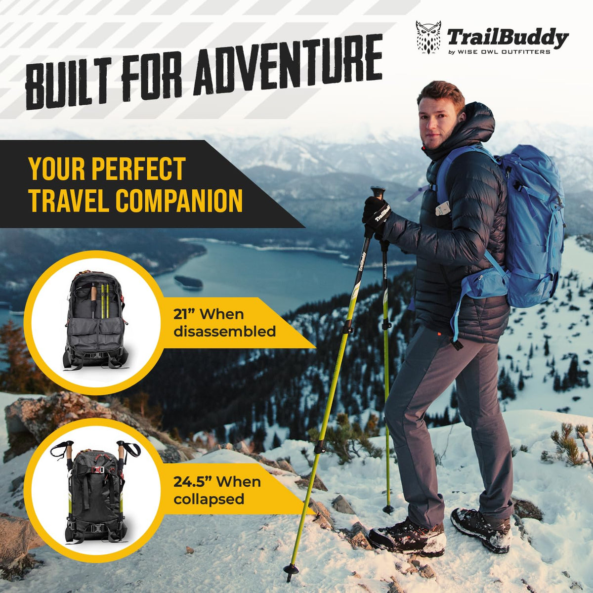 TrailBuddy Trekking Poles Lightweight 7075 Aluminum Hiking - TrailBuddy Official Imagery - 4