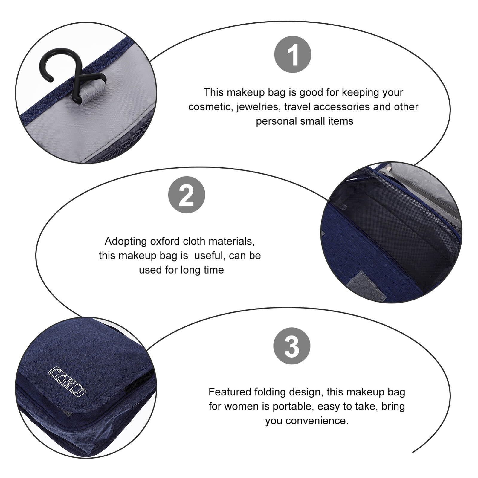 HAMPPLIES Portable Makeup Bag and Waterproof Travel Toiletry Bag for Women, Foldable Cosmetic Organizer with Matte Finish, Compact Bathroom Storage for Travel