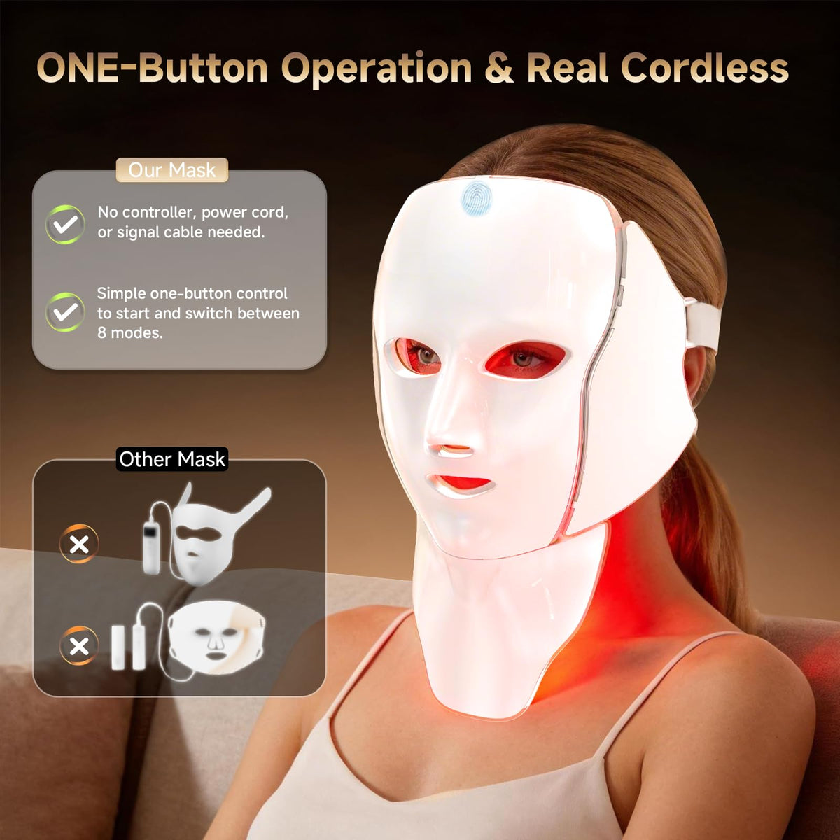 3D Cordless Red Light Therapy Mask for Face and Neck - AIHEU Official Imagery - 6