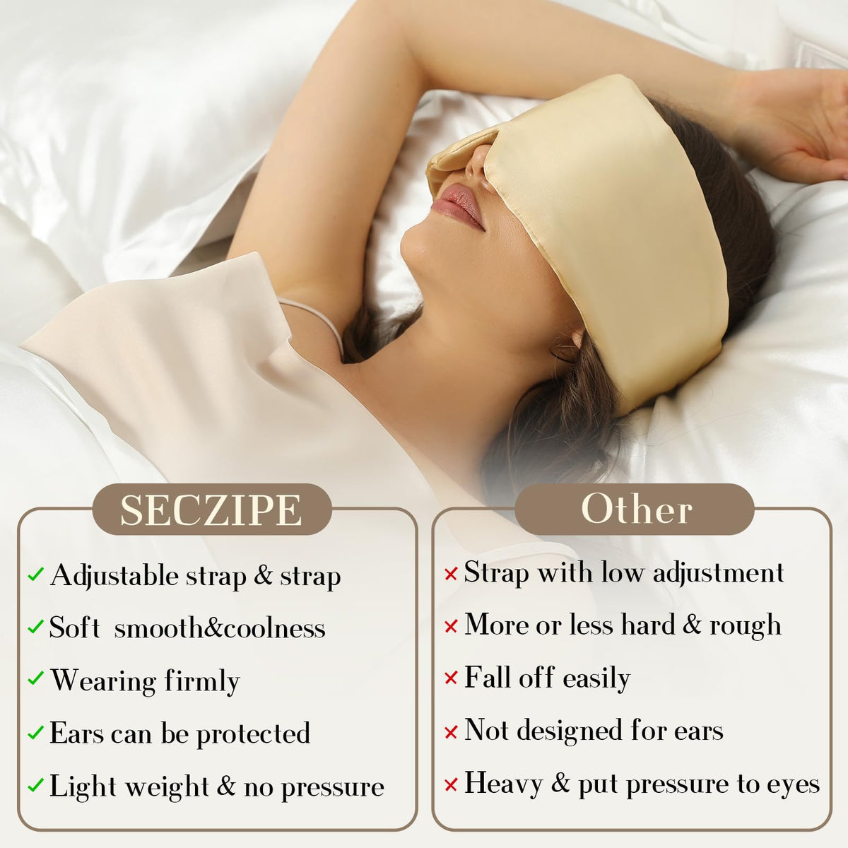 100 Mulberry Silk Sleep Mask Eye Mask for Women Man with - SECZIPE Official Imagery - 8