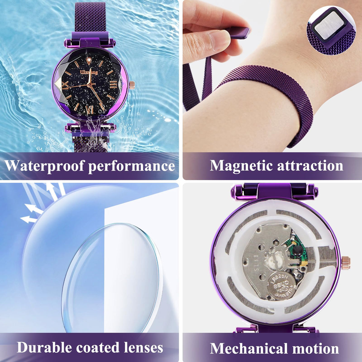Luxury Quartz Starry Sky Dial Ladies Wrist Watches Magnetic - FUNGORGT Official Imagery - 4
