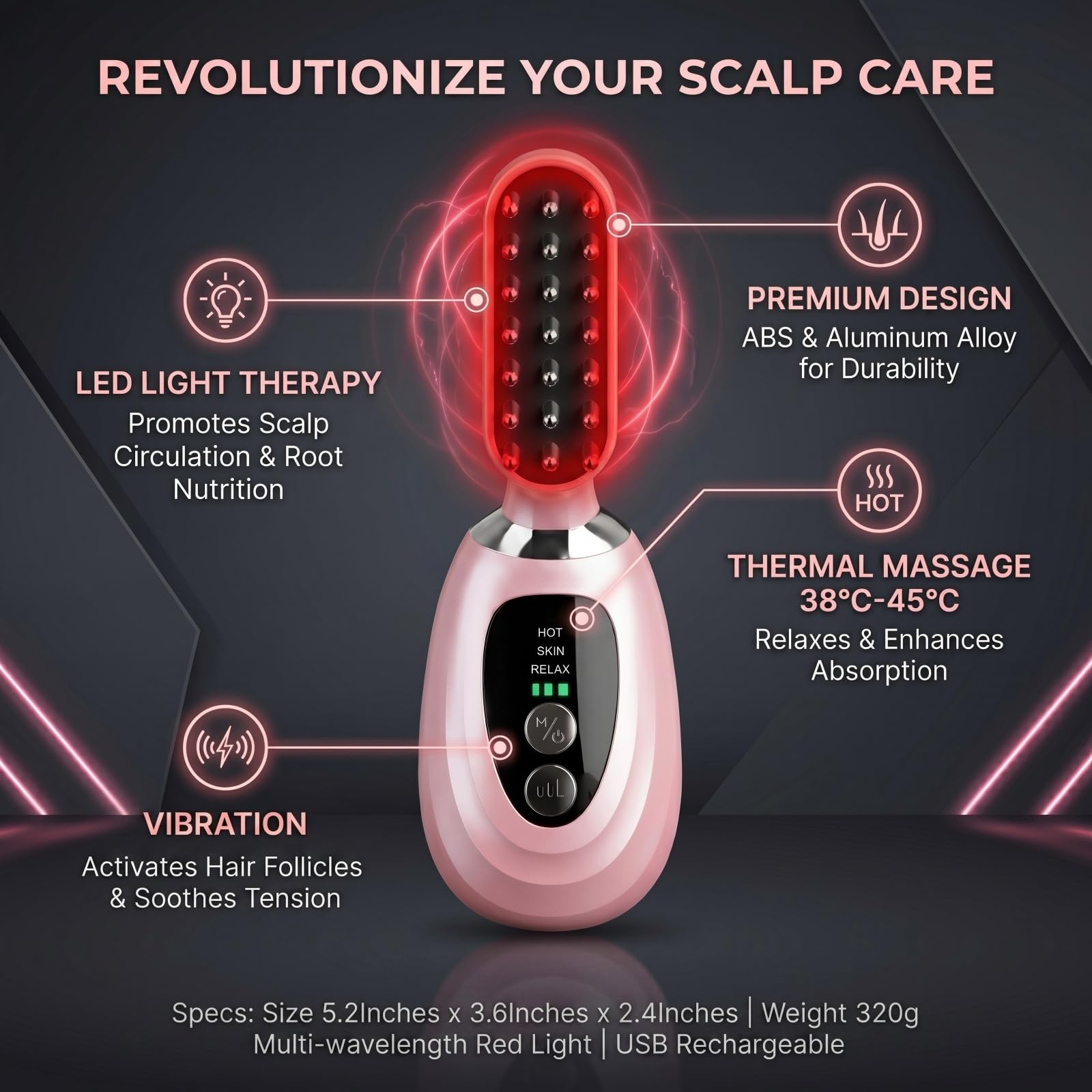 3-in-1 Facial Massager for Face Neck and Scalp,7-Color LED Light - erdnretl