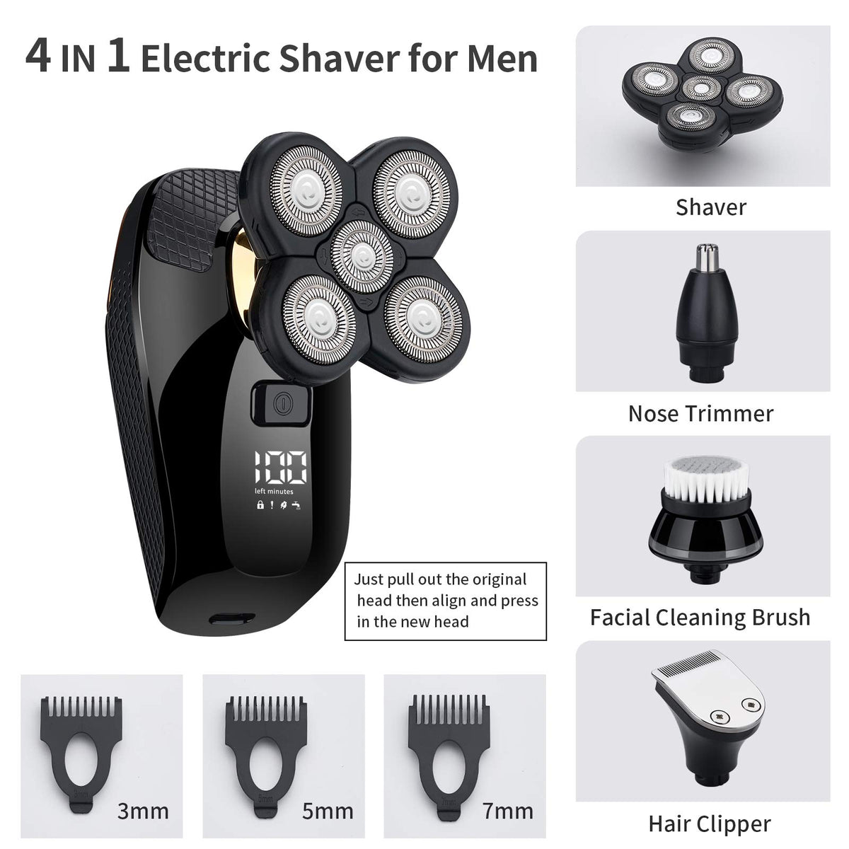 4 in 1 Electric Head Shaver Set - HONTEC Official Imagery - 5