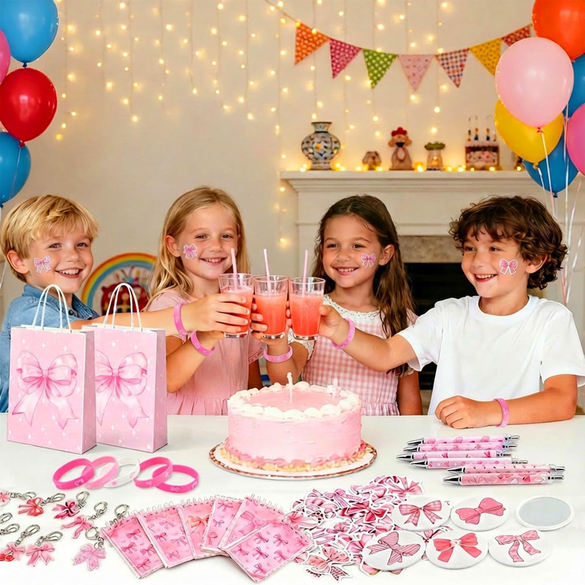 Pink Bow Party Favors for Girls 110pcs Coquette Bow Goodie - Perpetily Official Imagery - 3