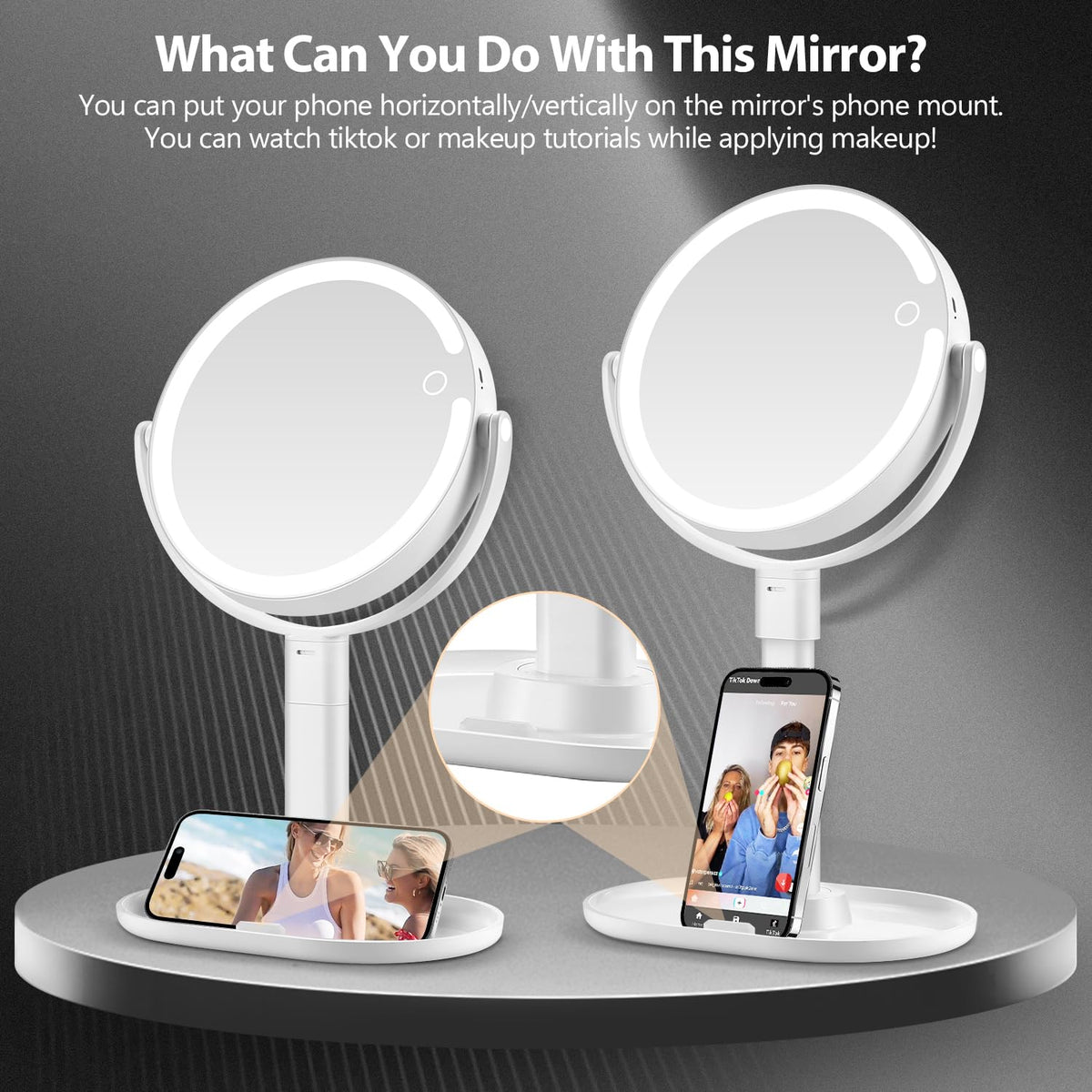 30X Magnifying Makeup Mirror with Lights Rechargeable Desk - MIYADIVA Official Imagery - 8