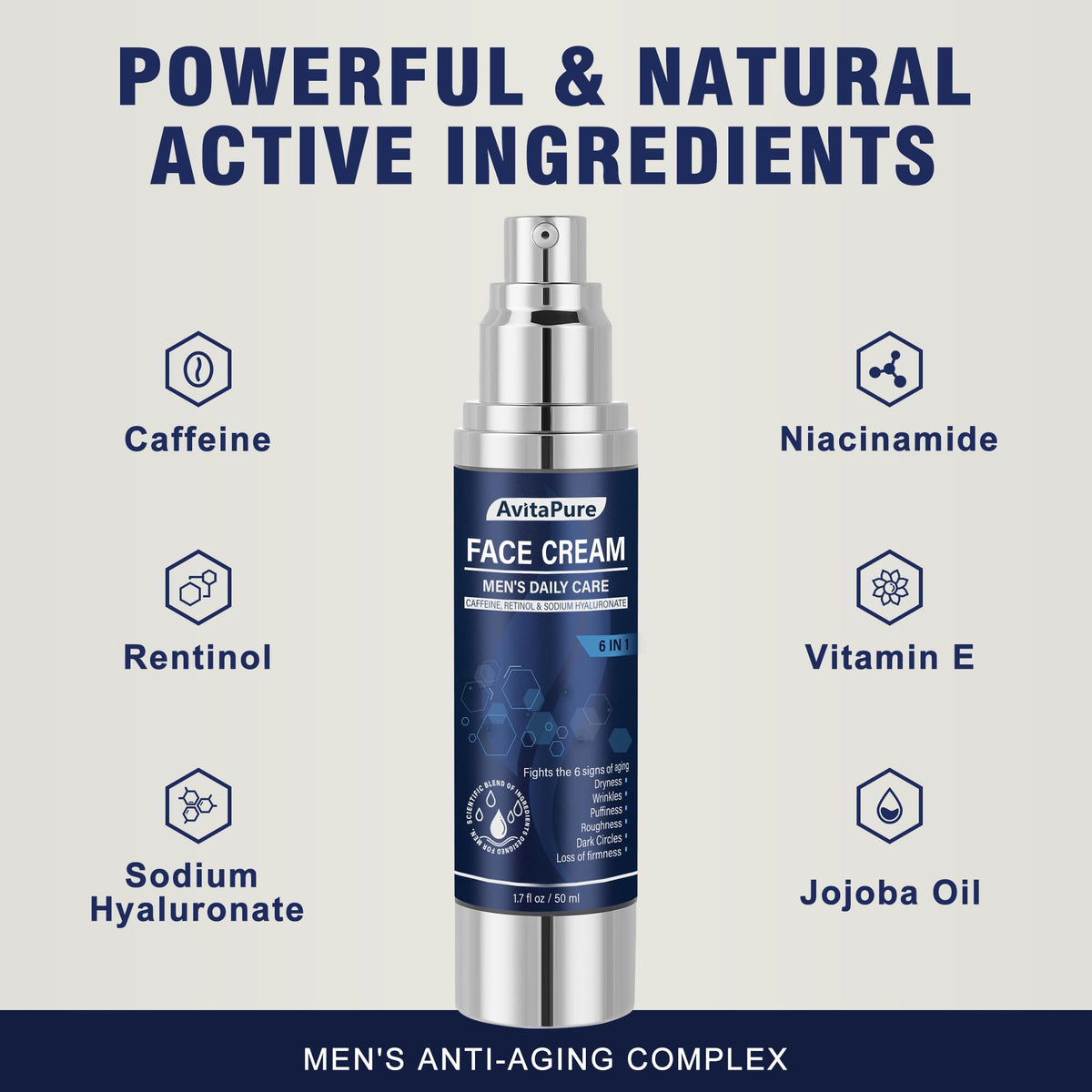 6 in 1 Face Cream for Men Daily Hydrating Moisturizer for - AVITAPURE Official Imagery - 4
