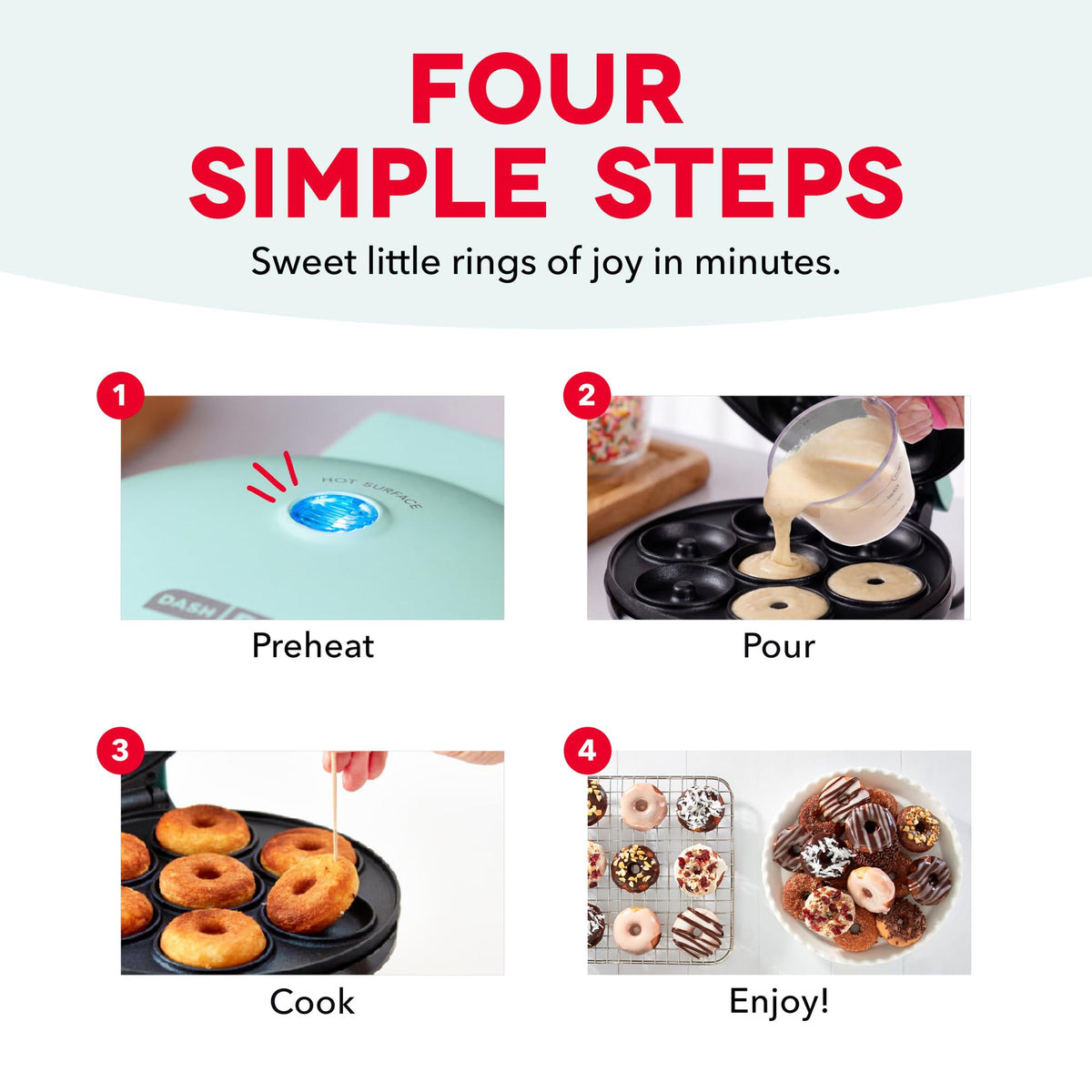 Dash Express Mini Donut Maker 7 Donuts Aqua - DASH Official Imagery - 5