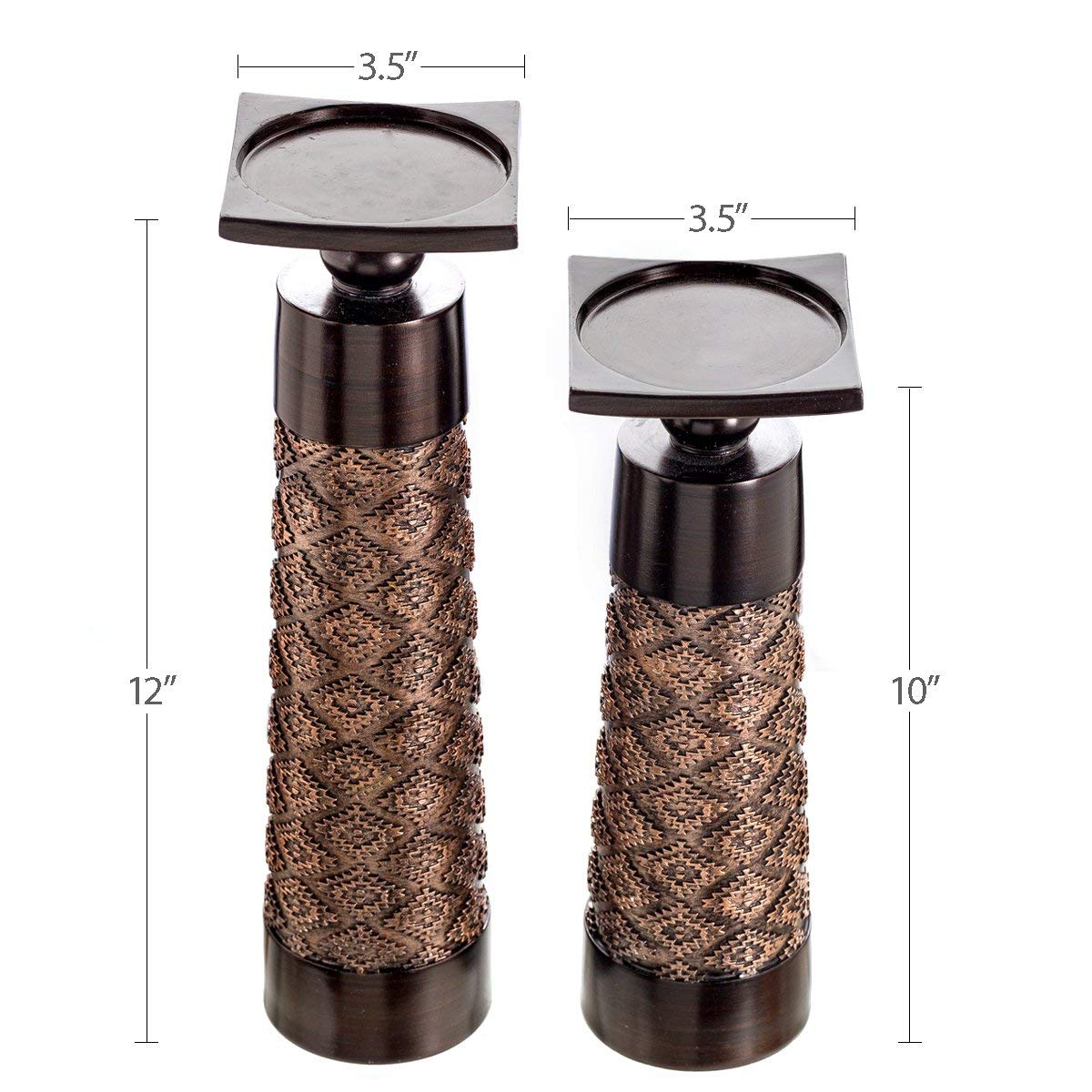 Creative Scents Dublin Brown Pillar Candle Holder Set of 2 - Creative Scents Official Imagery - 4