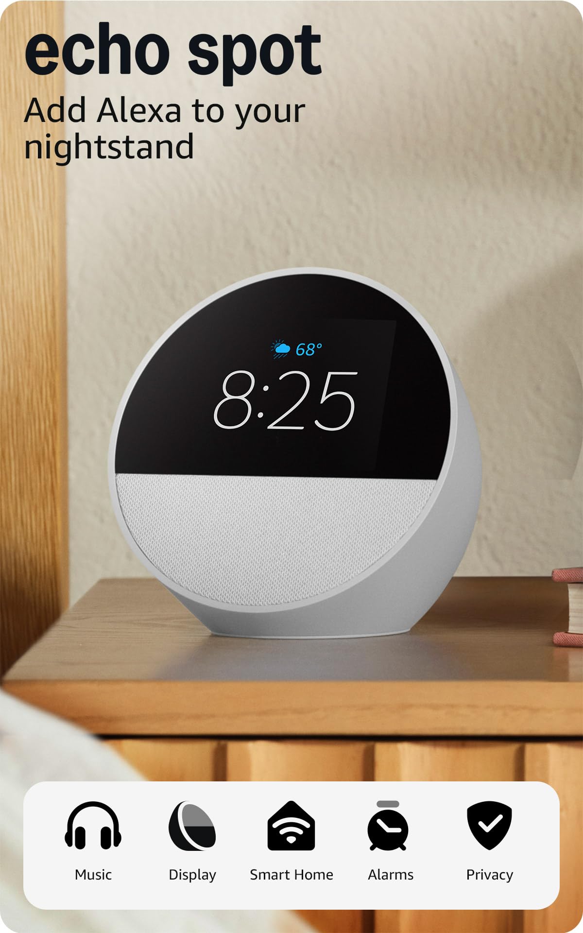 Amazon Echo Spot  , Great for nightstands, offices and kitchens, by Amazon - Angle View 9