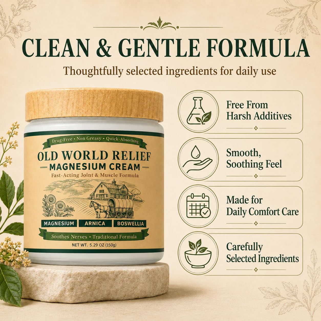 Old World Relief Magnesium Cream 150g – Nerve & Joint Care