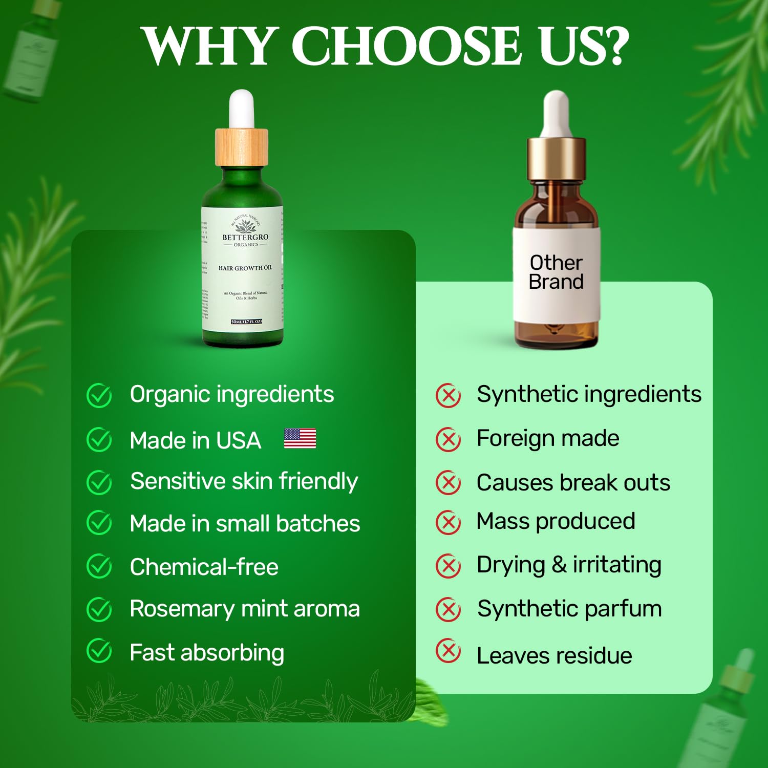 BetterGRO Organic Hair Growth Oil Herbal Natural Blend with - BetterGRO Official Imagery - 5