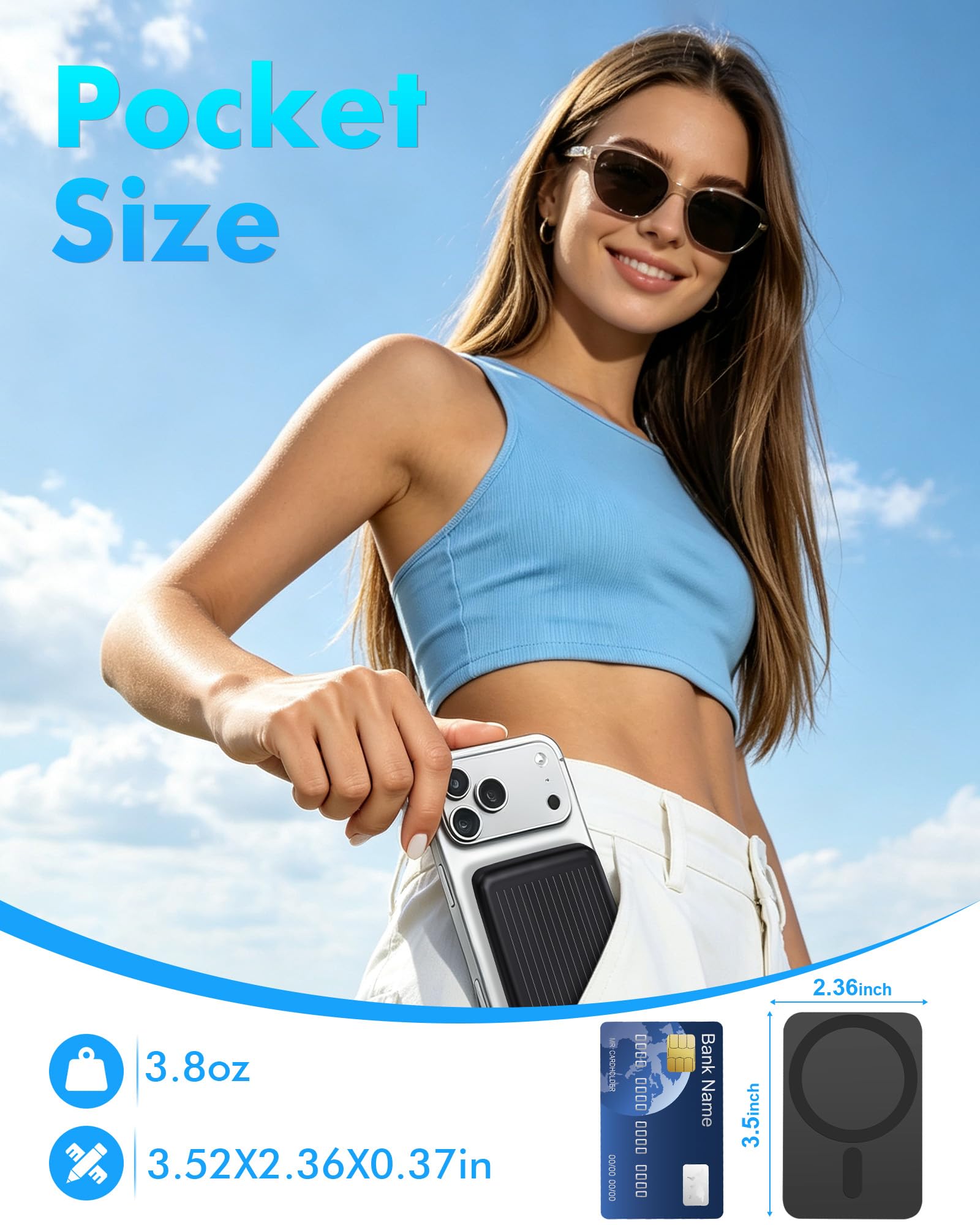 Miady Magnetic Portable Charger Power Bank for iPhone 5000mAh by Miady - Angle View 5