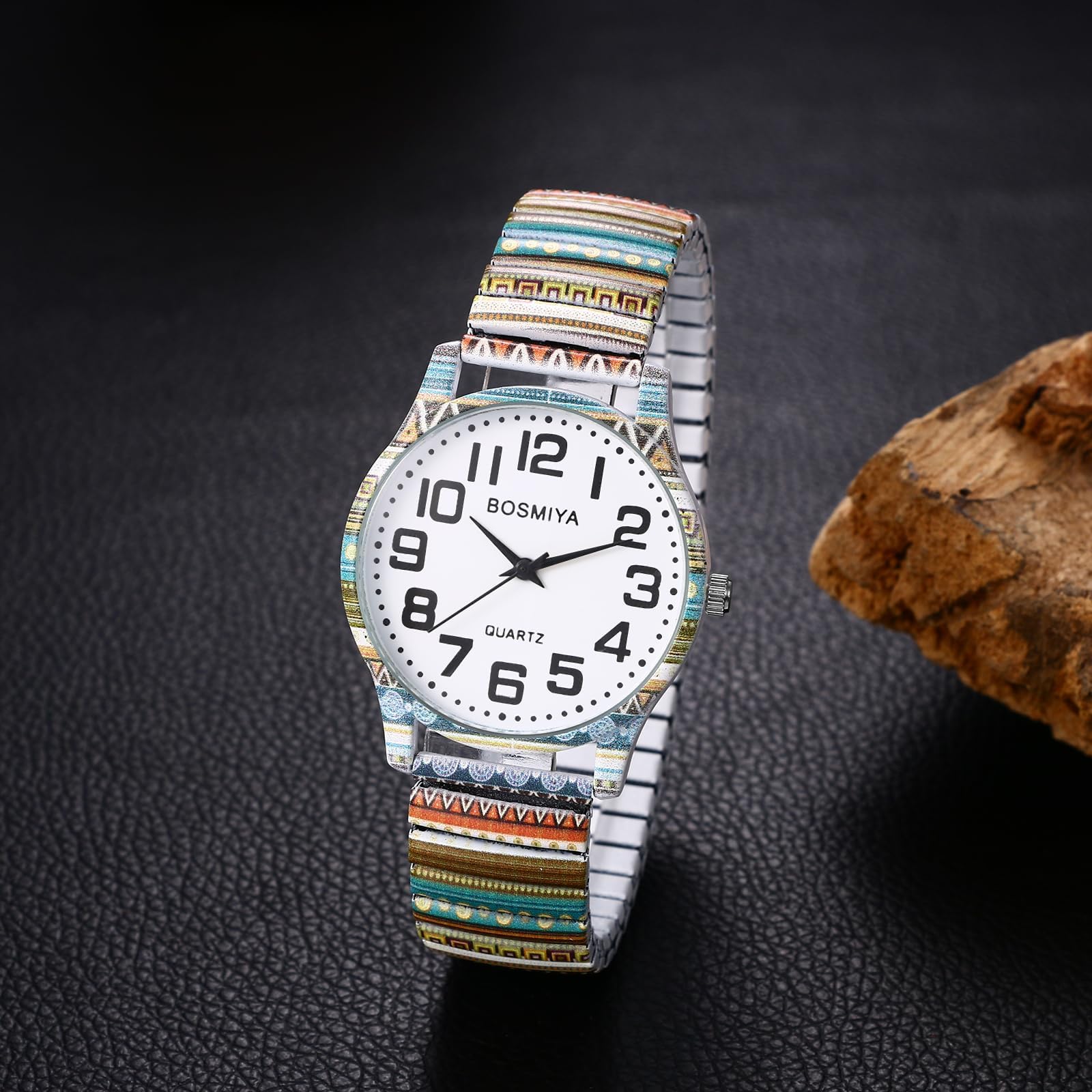 OIDEA Women's Stretch Band Quartz Watch Large Face Easy Reader Dial - View 5