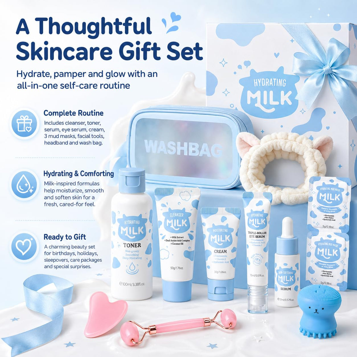 Milk Skin Care Set For Kids Teens 13 In 1 Hydrating Gentle - MrCuvaryas Official Imagery - 3