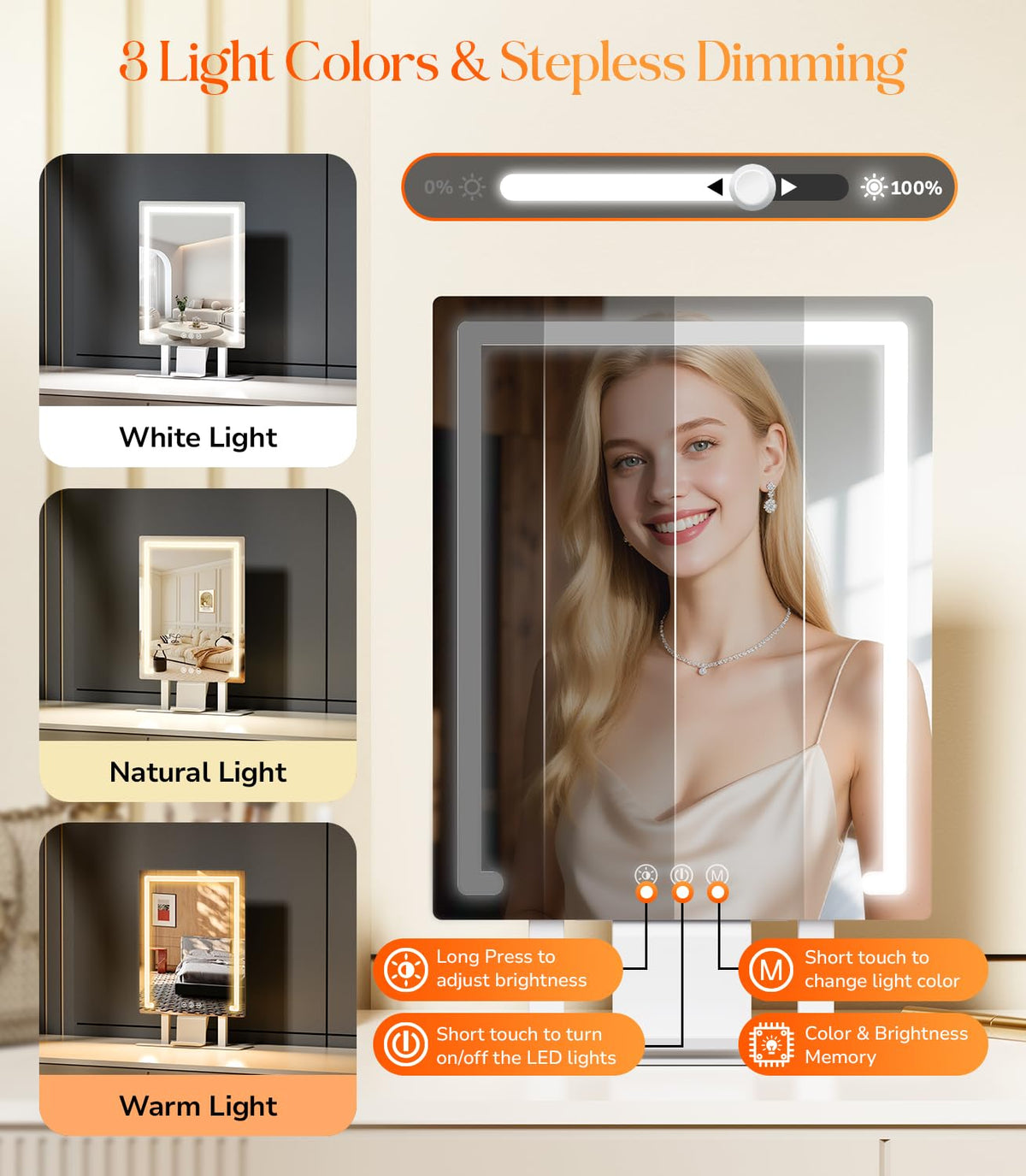 Gospire Hollywood Lighted Makeup Mirror 4000mAh Rechargeable - Gospire Official Imagery - 5